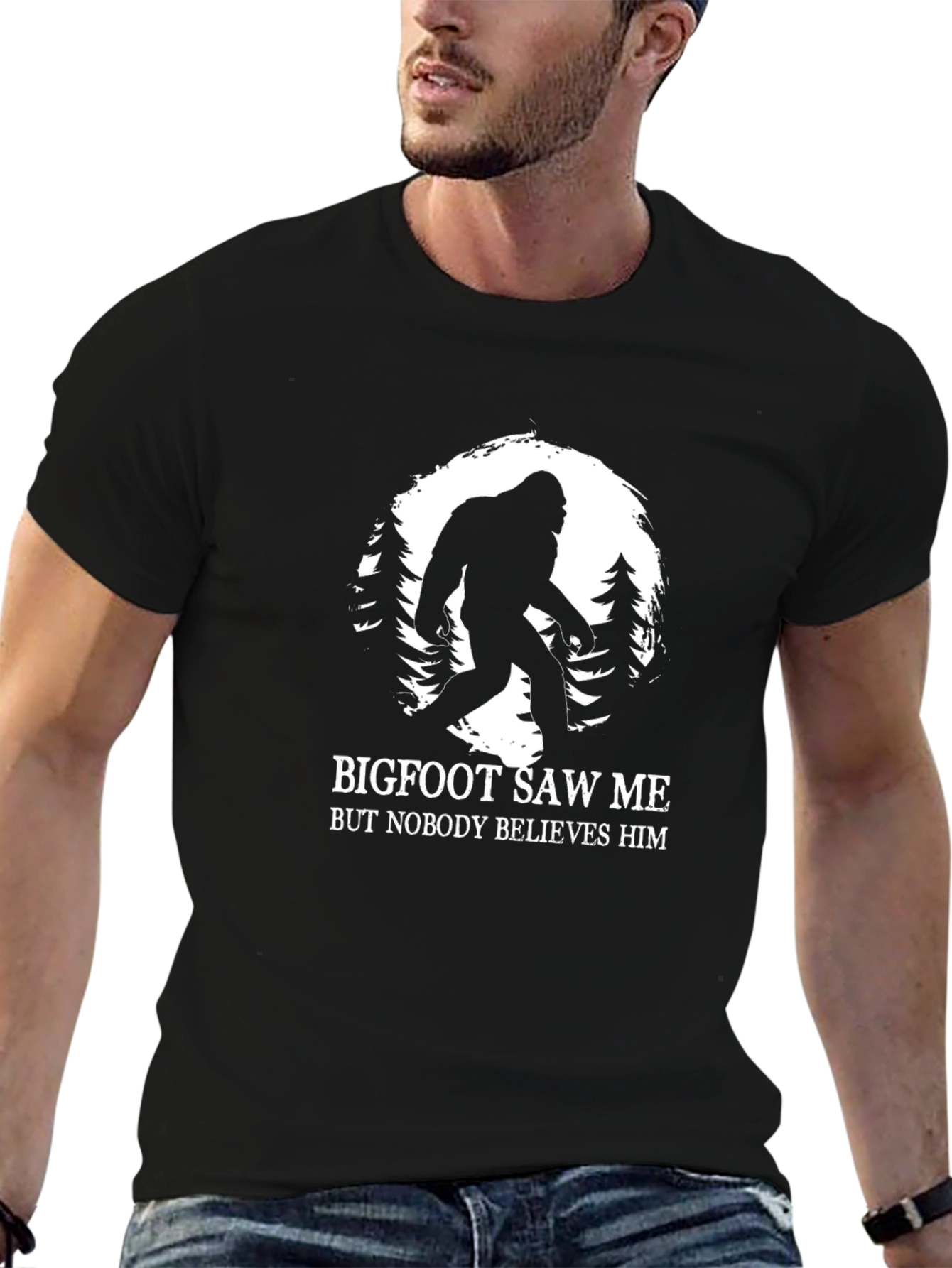 Black Bigfoot Saw Me Funny T-Shirt view 6