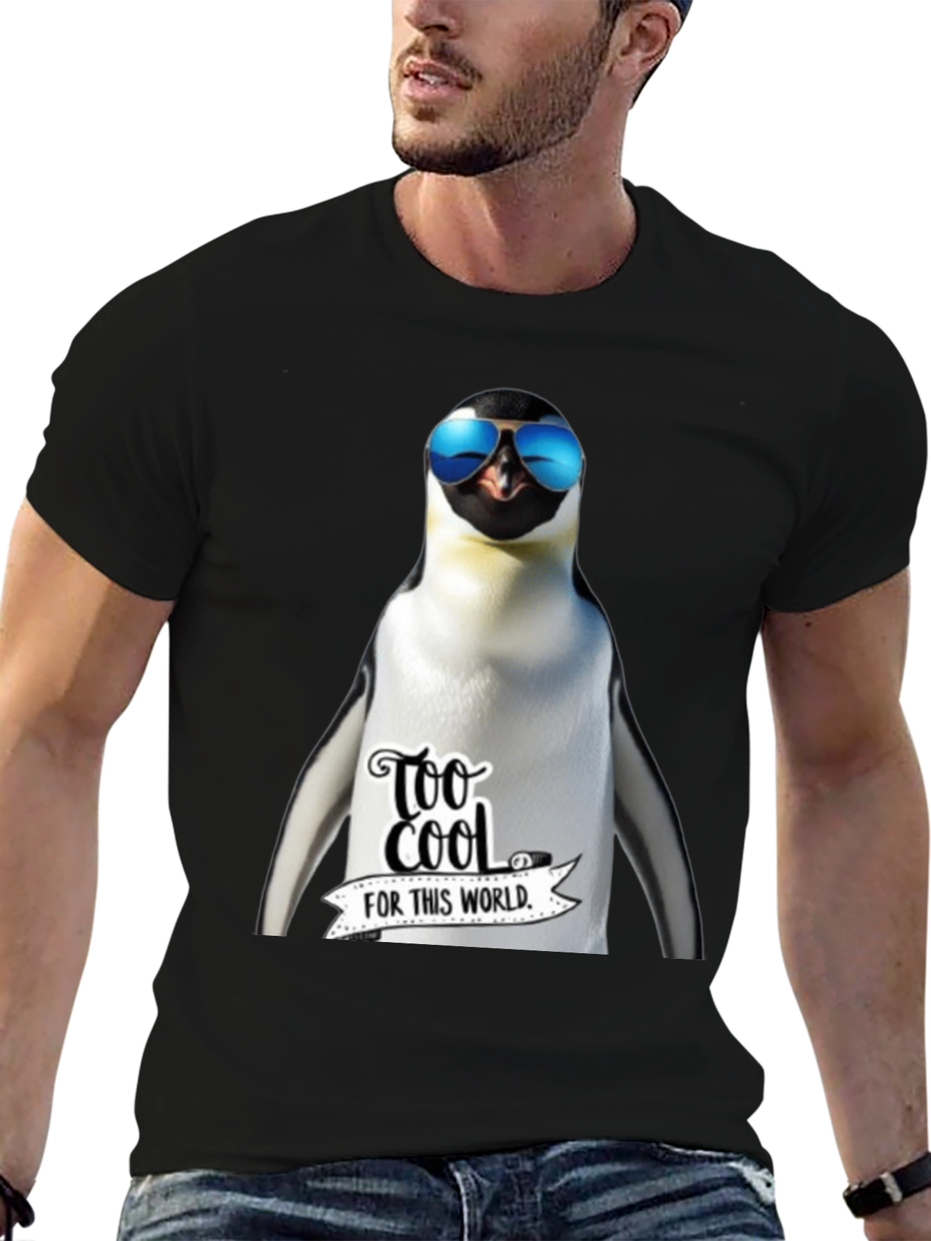 Black Cool Penguin Graphic Tee - Too Cool For This World view 6