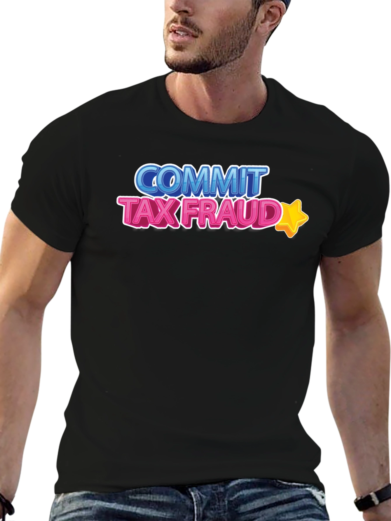 Black Commit Tax Fraud T-Shirt - Novelty Graphic Tee view 6