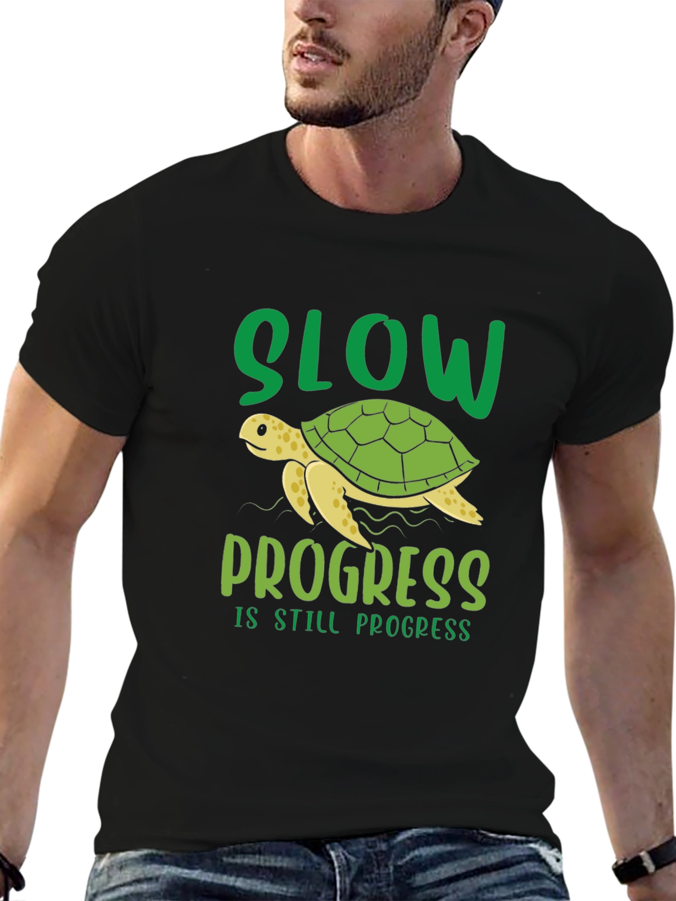 Black Slow Progress Turtle T-Shirt view 6