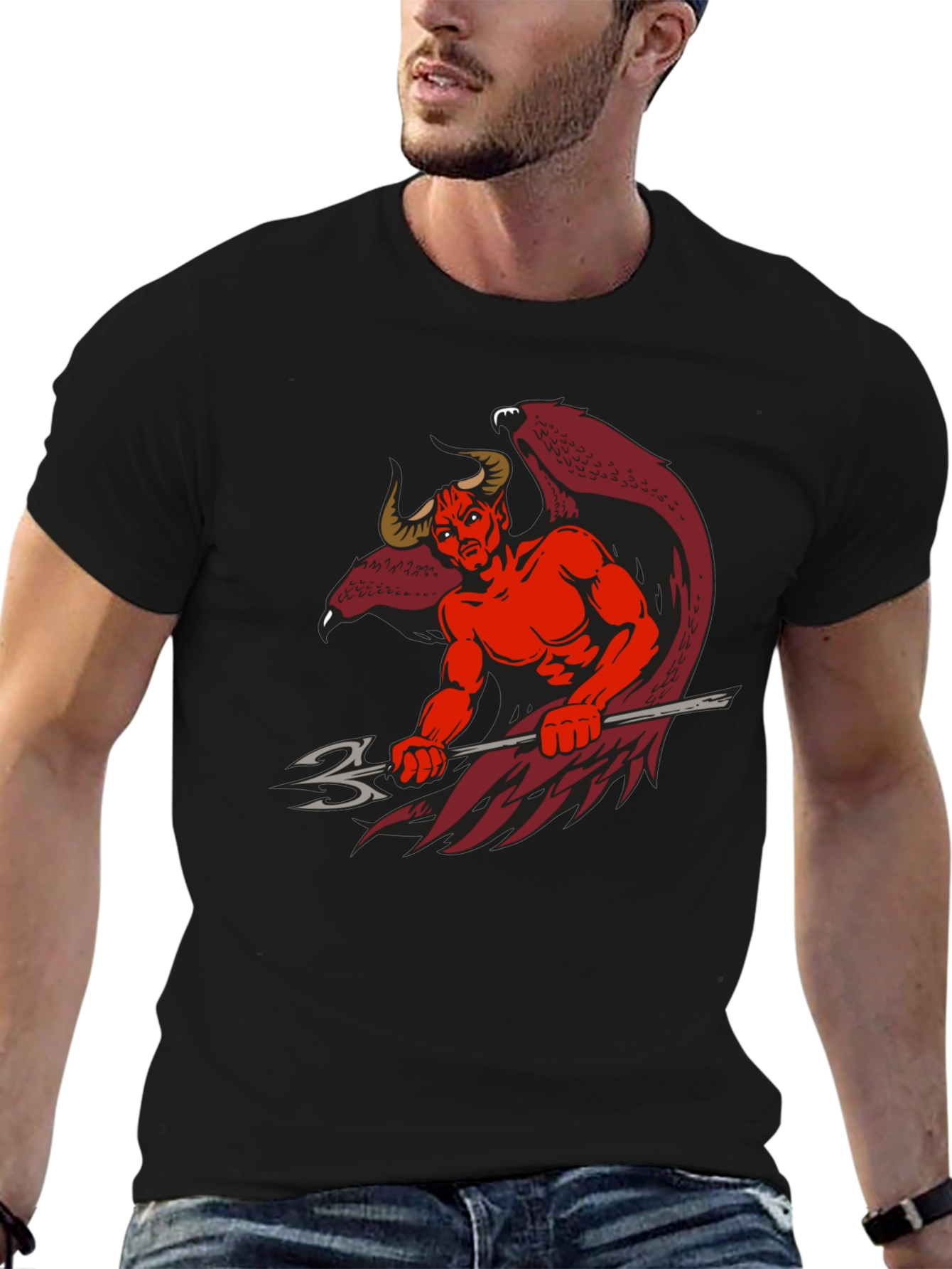 Black Devil Graphic Print Black T-Shirt view 6