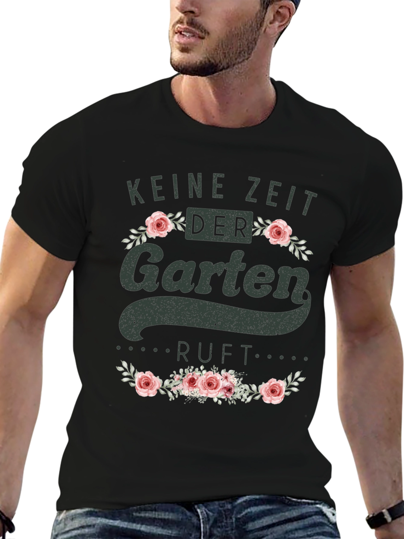 Black Gardening T-Shirt - Keine Zeit Der Garten Ruft view 6