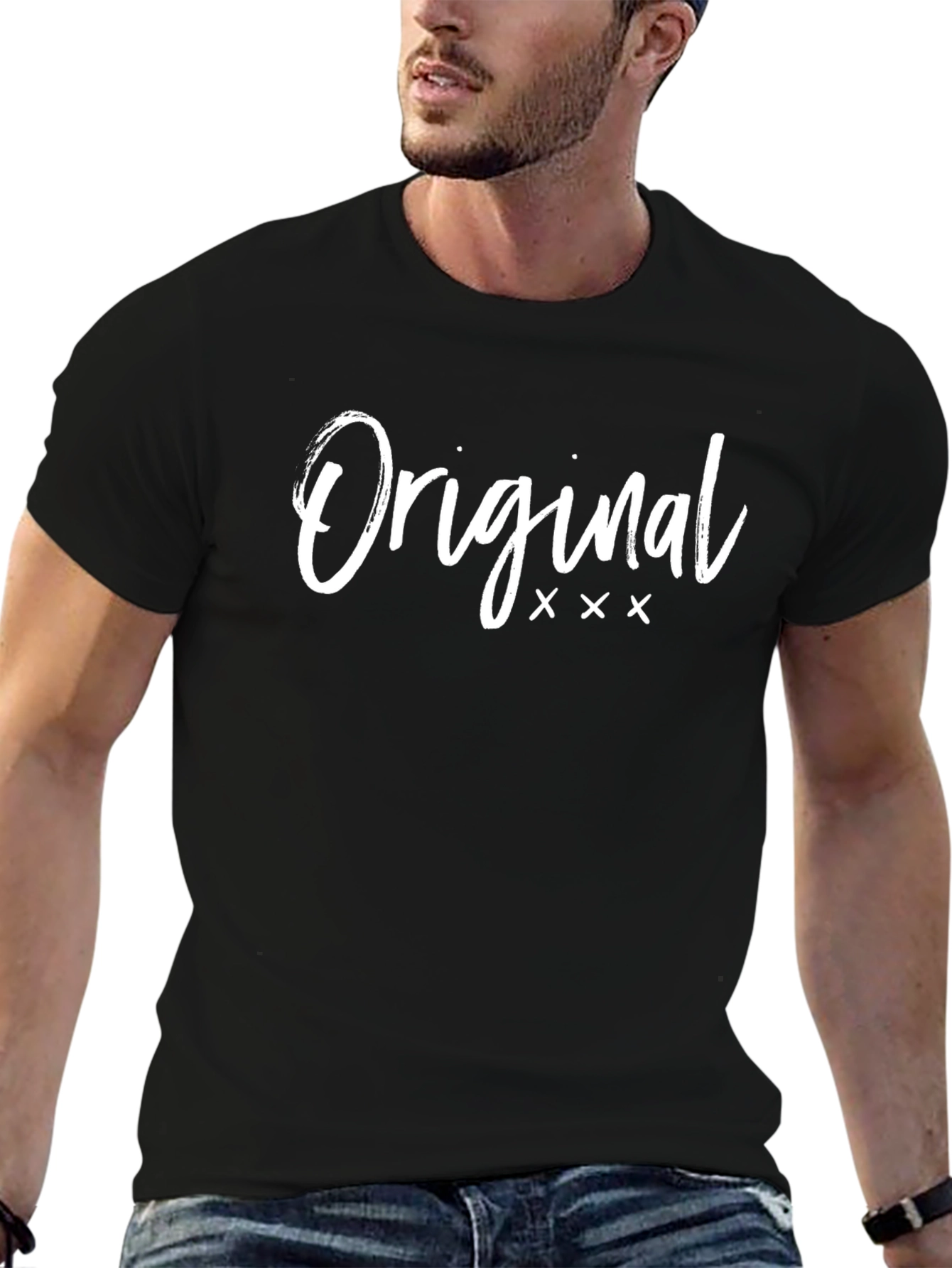Black Original Graphic Print Black Crew Neck T-Shirt view 6