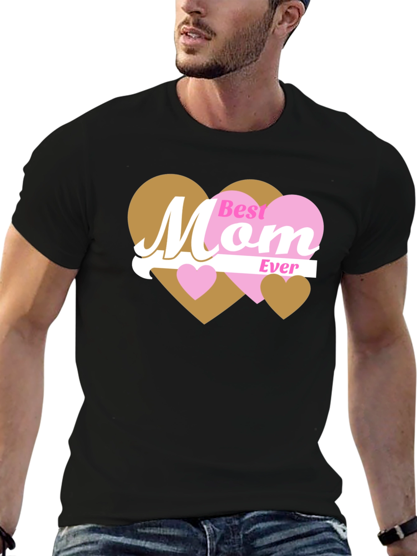 Black Best Mom Ever T-Shirt - Heart Design view 6