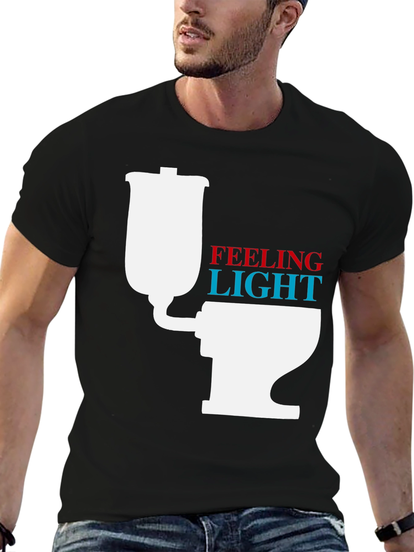 Black Feeling Light Funny Toilet Humor T-Shirt view 6