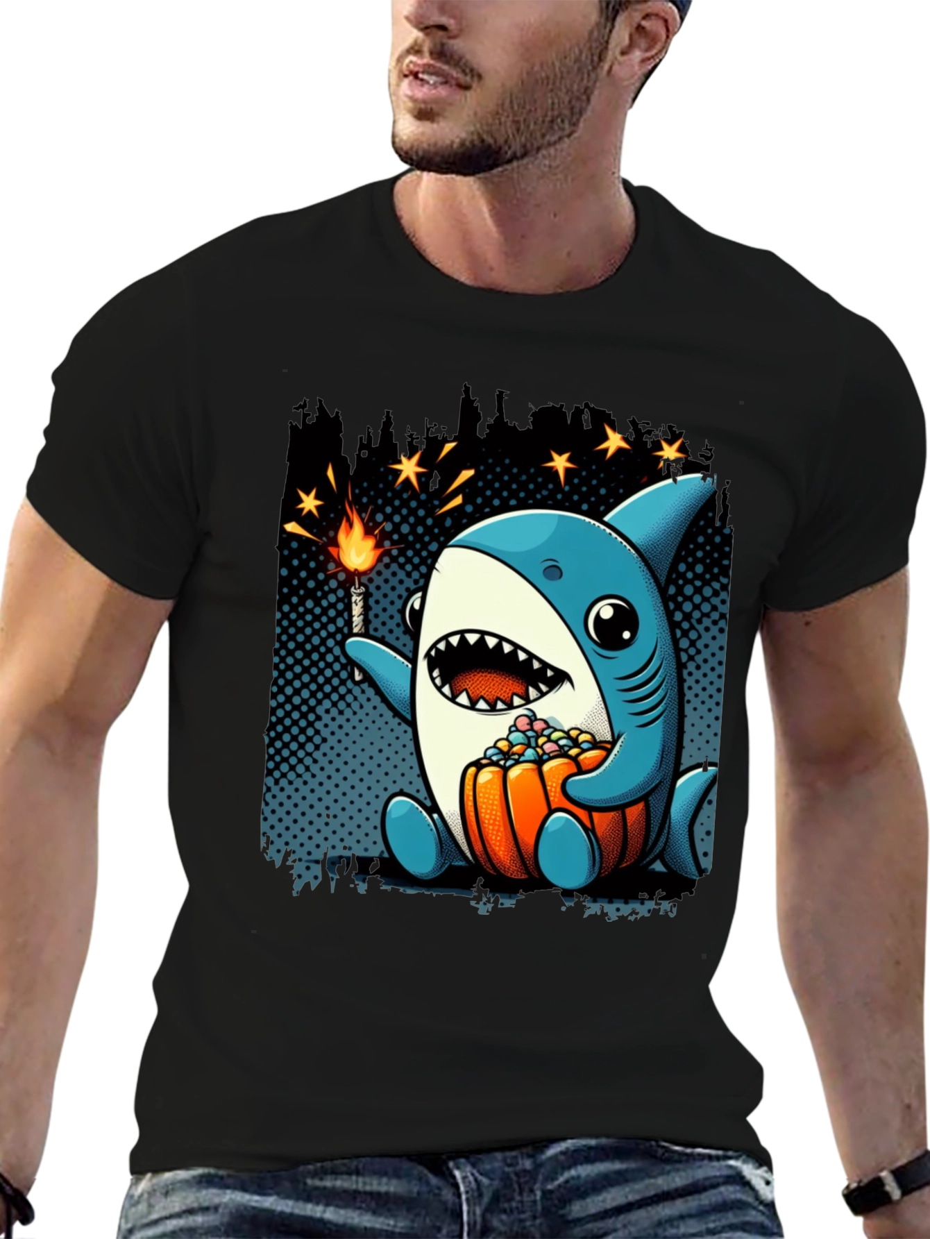 Black Shark Halloween T-Shirt view 6