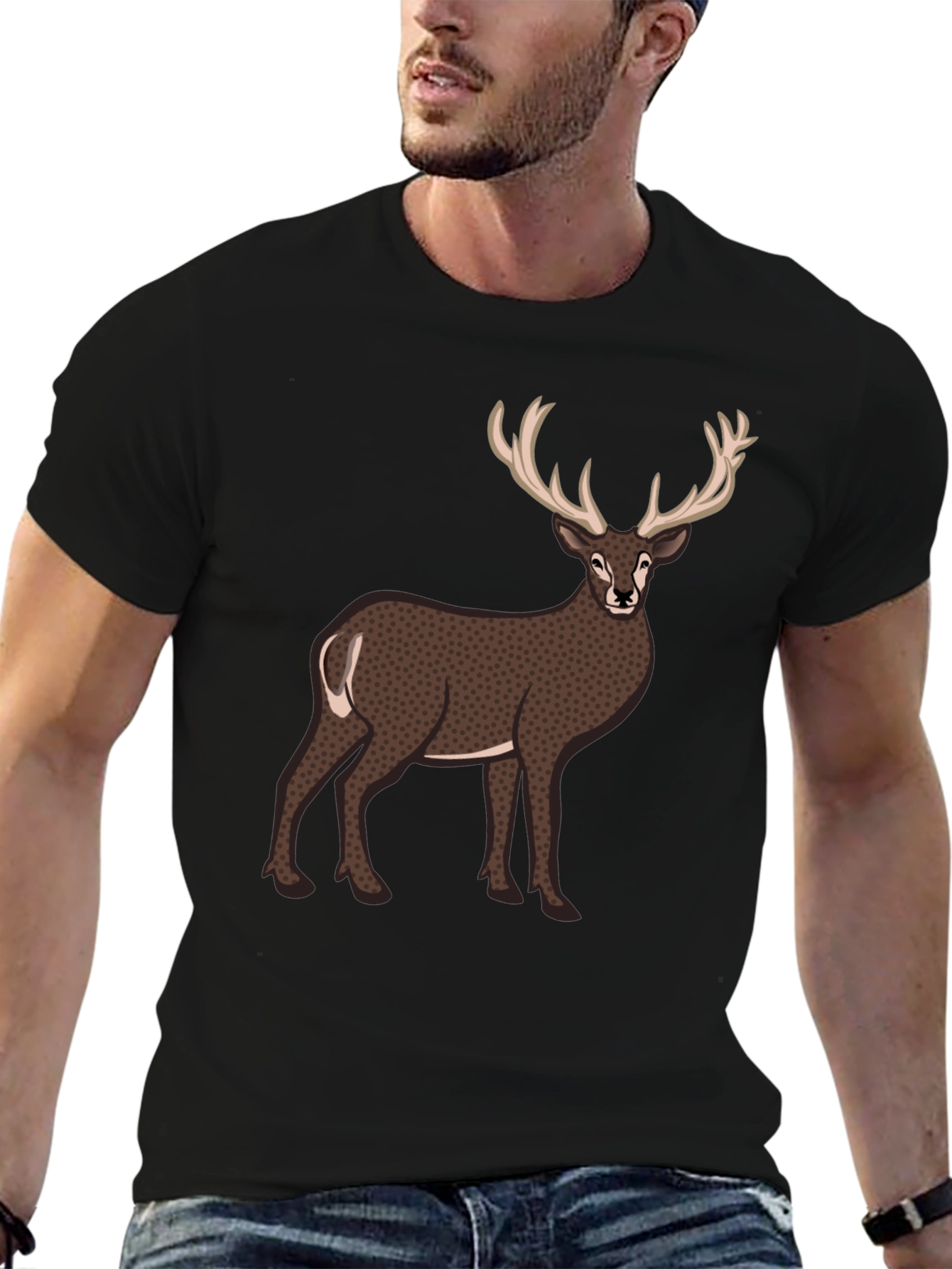Black Deer Graphic T-Shirt - Men's Casual Tee view 6