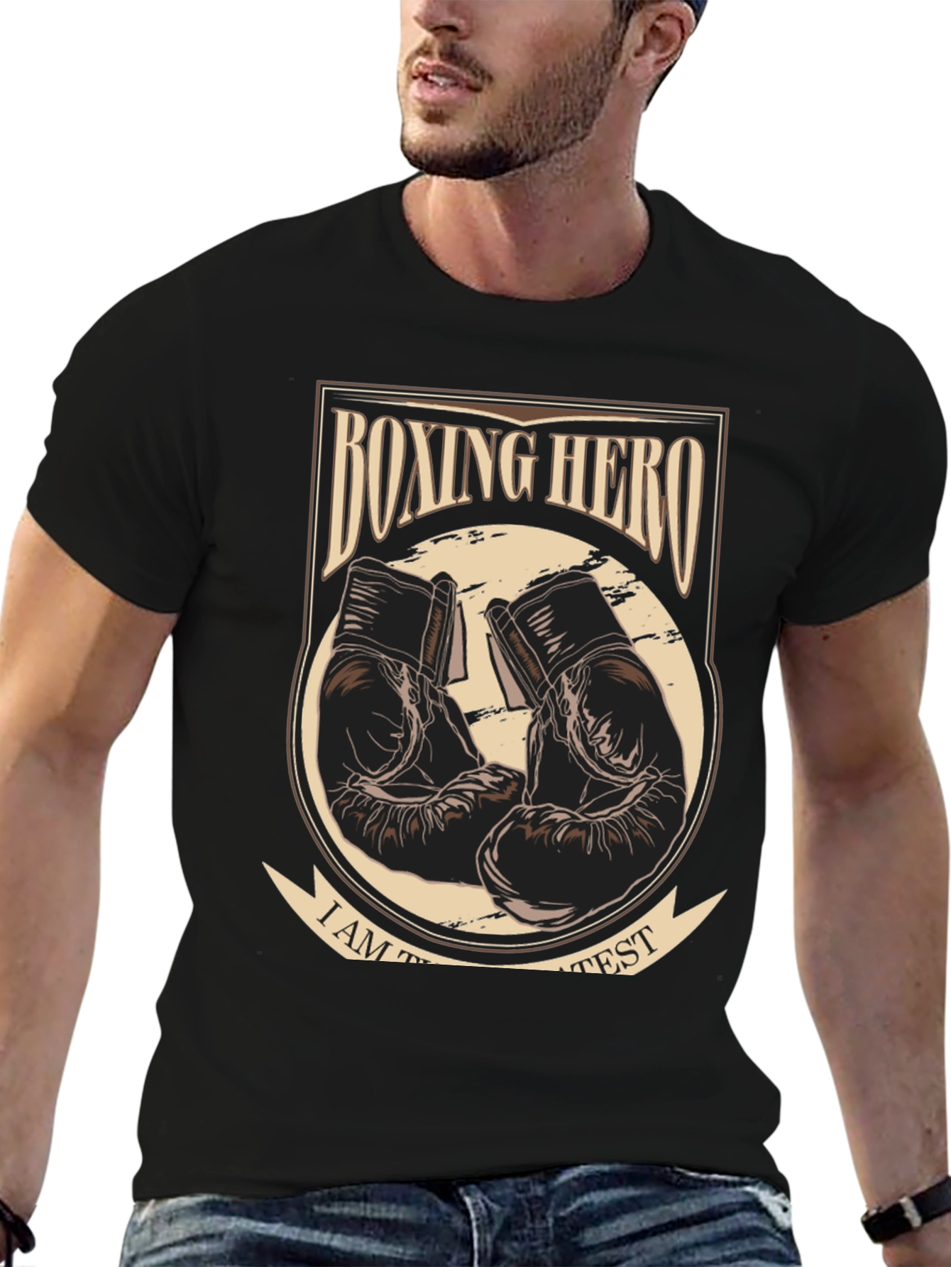 Black Boxing Hero Graphic Tee -  Greatest Boxing Fan T-Shirt view 6