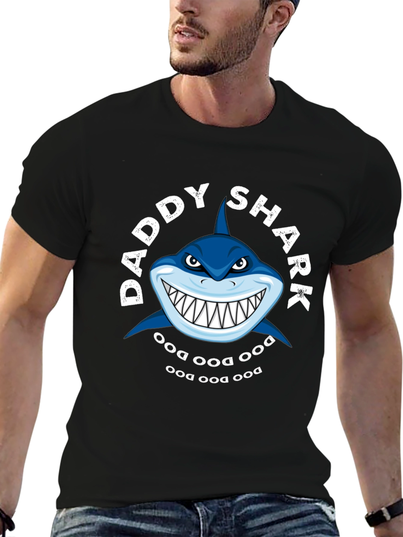 Black Daddy Shark Graphic T-Shirt view 6