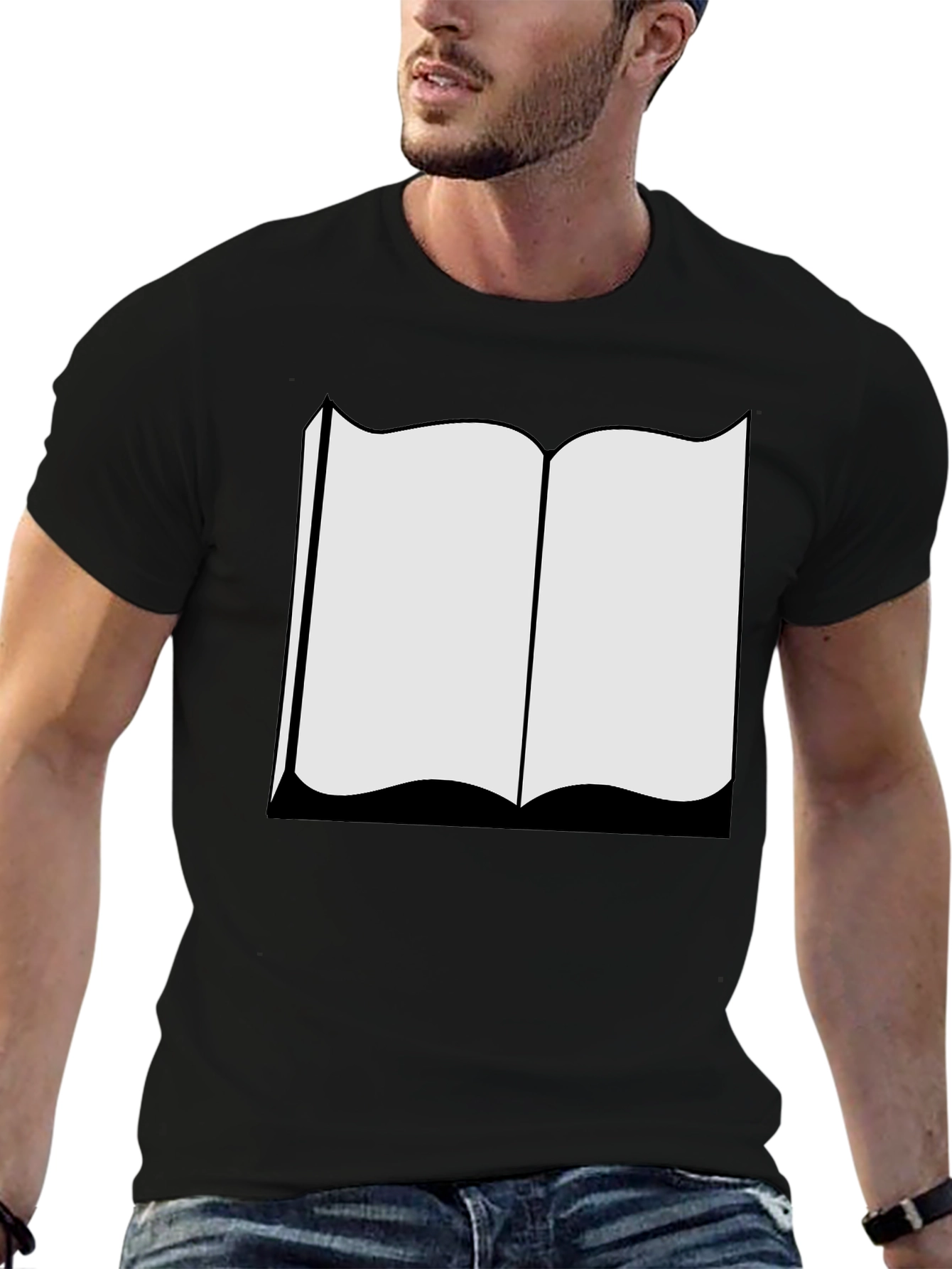 Black Open Book Black T-Shirt - Read On! view 6