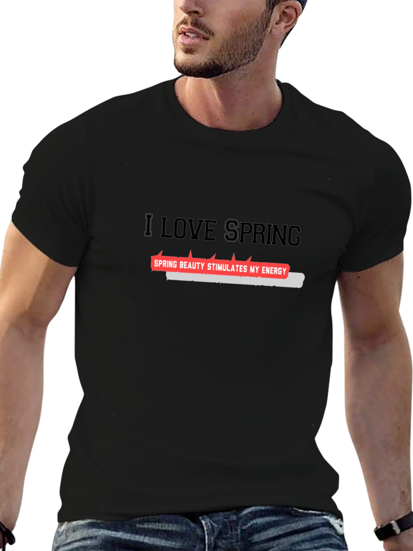Black I Love Spring Black T-Shirt view 6