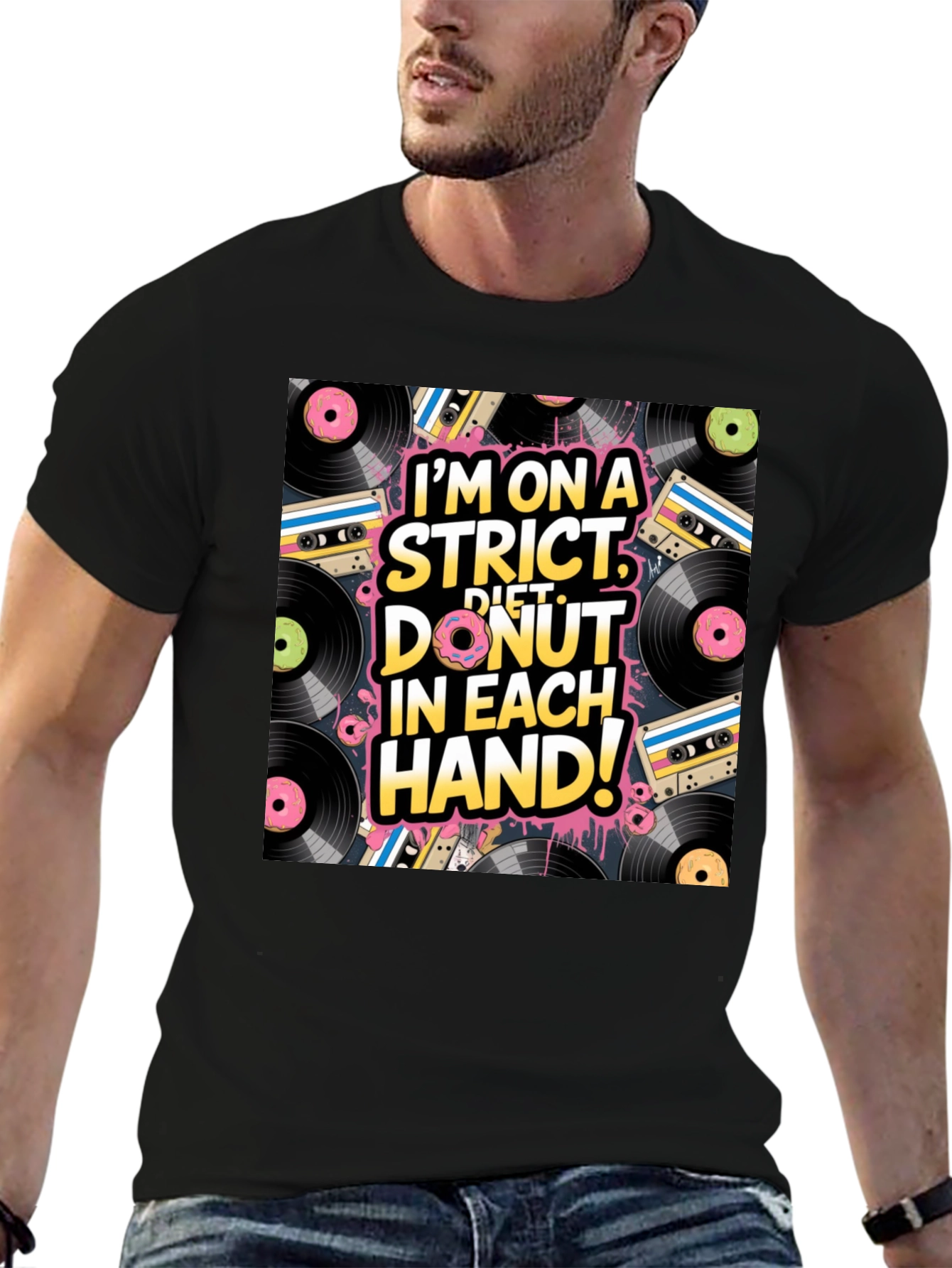Black Donut Diet T-Shirt - Funny Graphic Tee view 6
