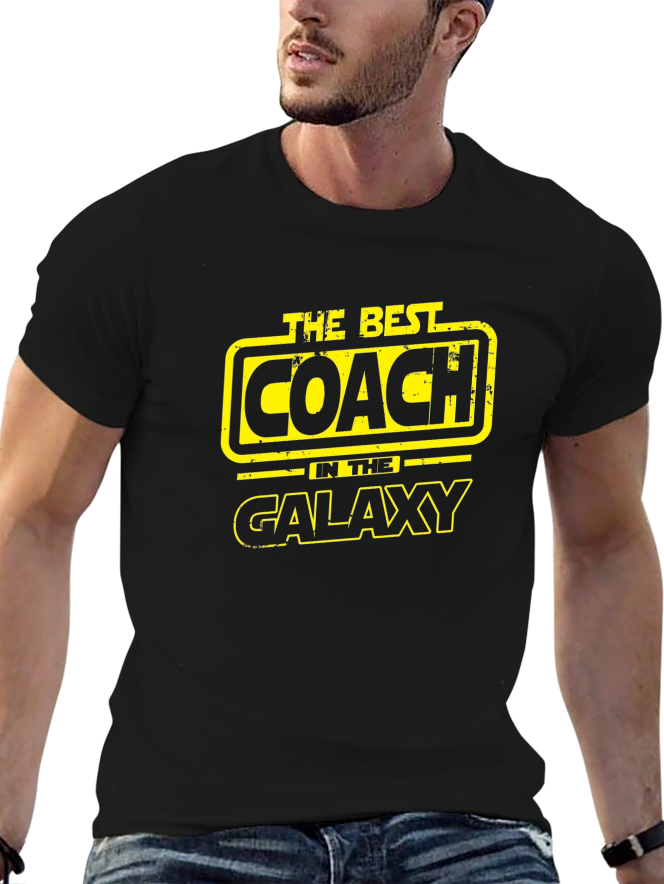 Black Best Coach in the Galaxy T-Shirt view 6