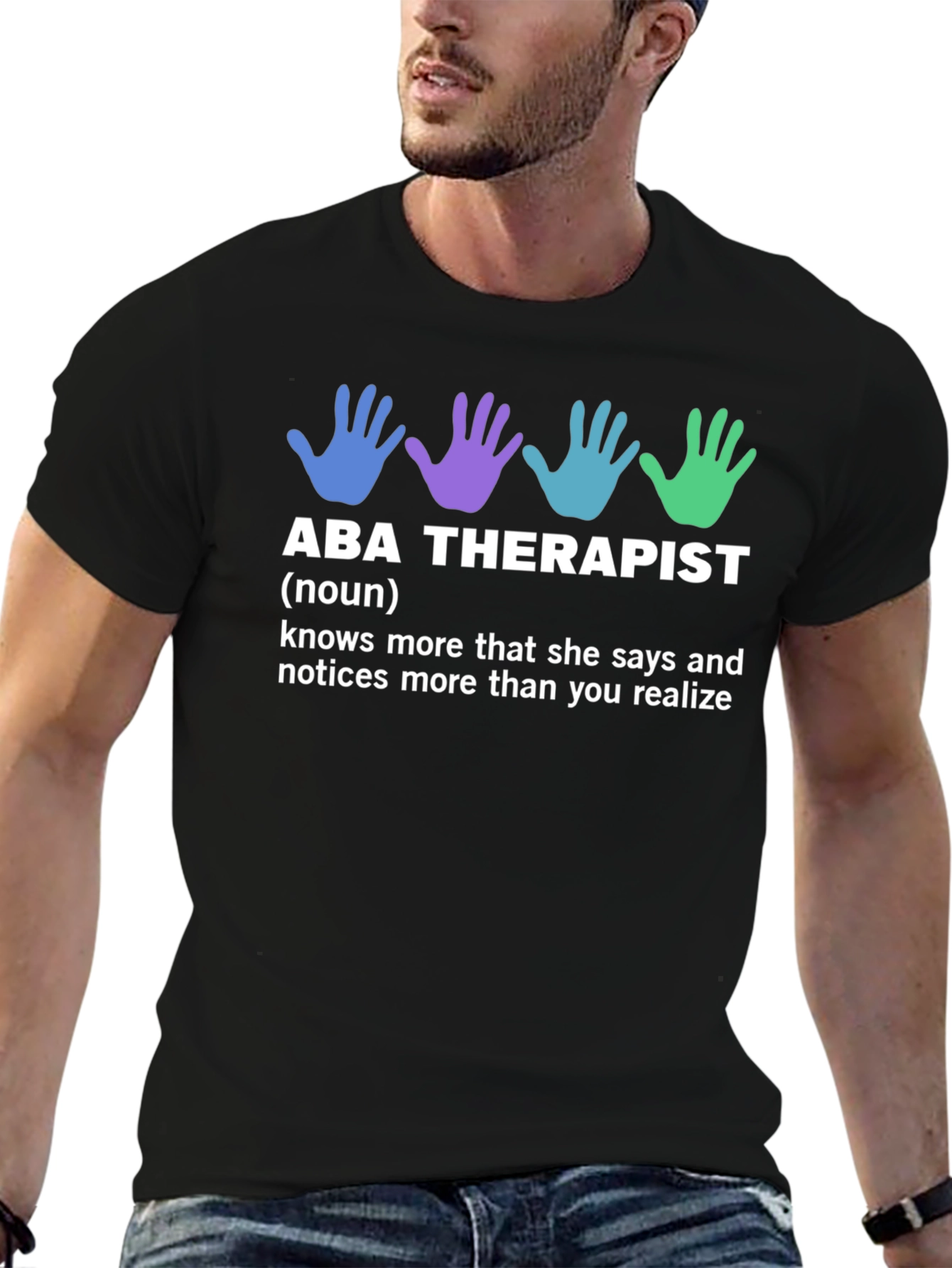 Black ABA Therapist Definition T-Shirt view 6