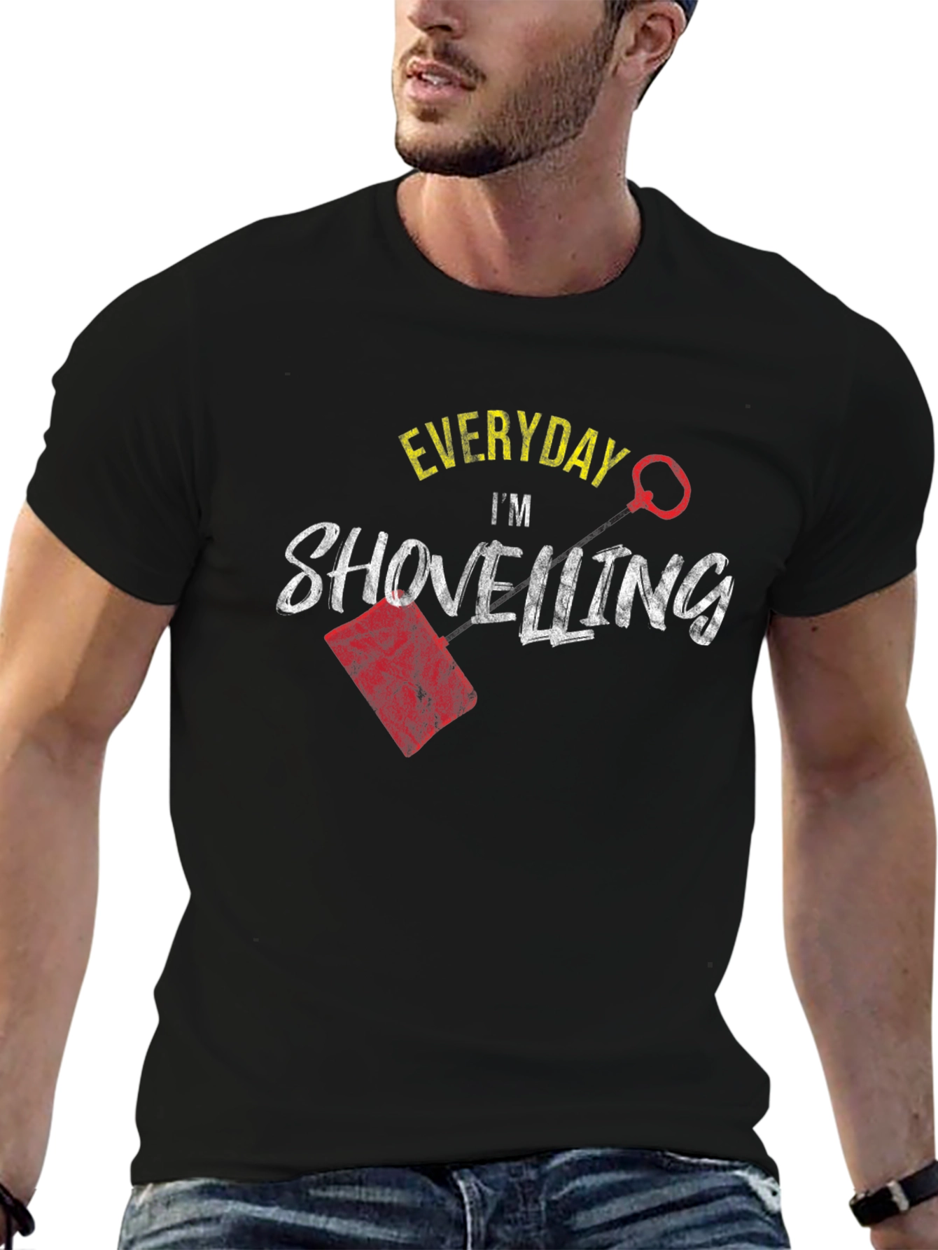 Black Everyday I'm Shovelling Black T-Shirt view 6