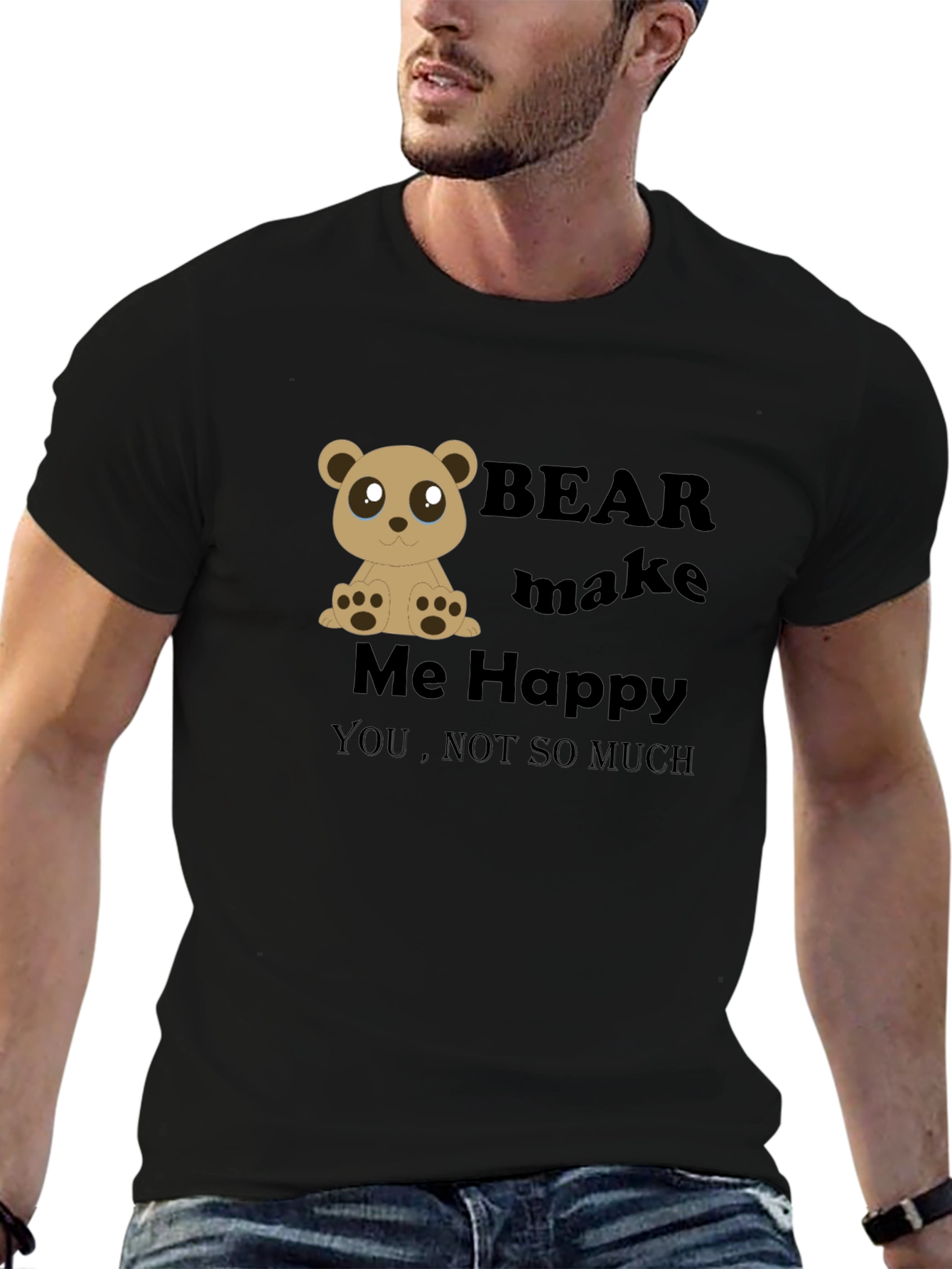 Black Bear Make Me Happy Black Graphic Tee view 6