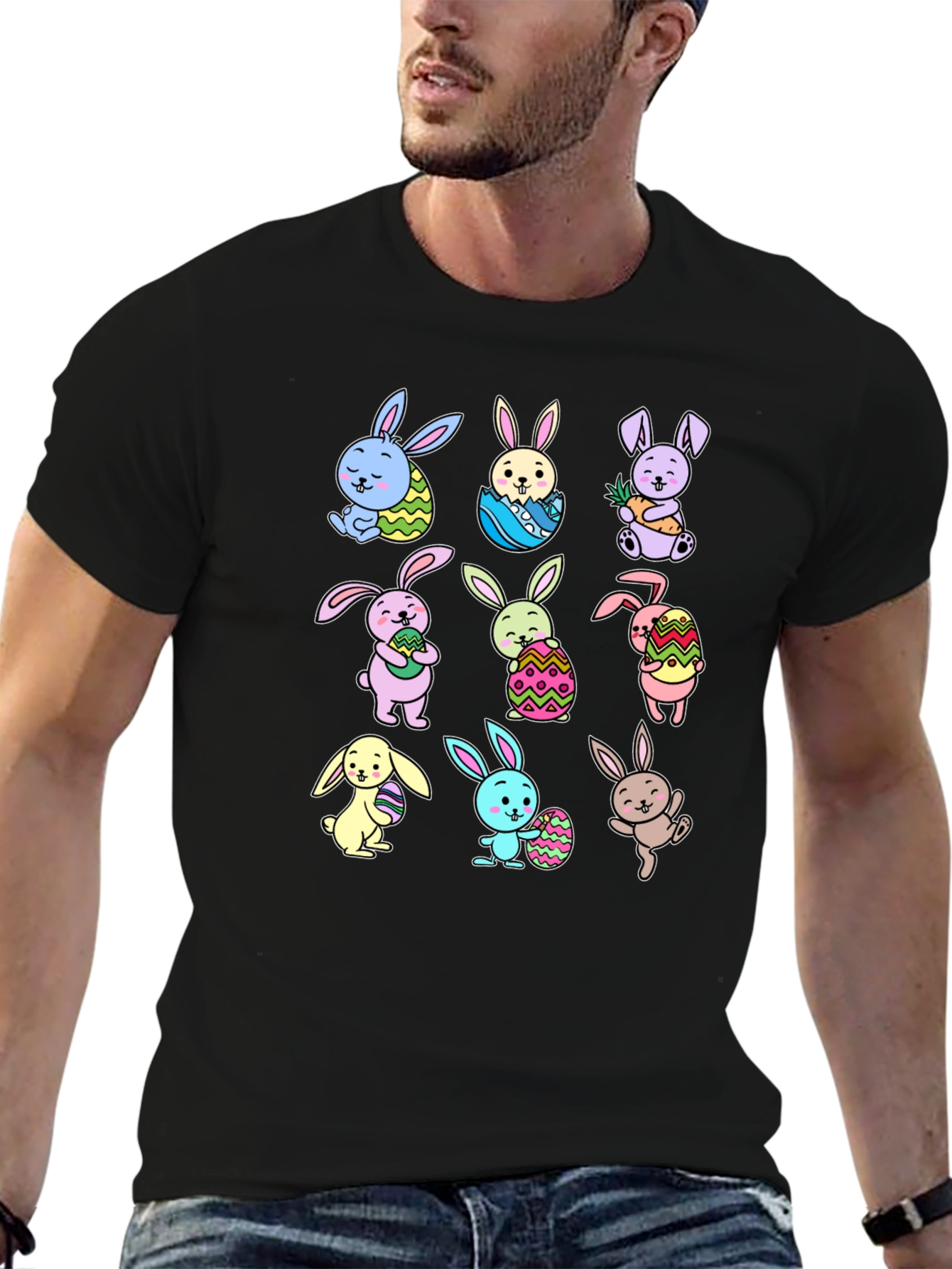 Black Easter Bunny T-Shirt Cute Rabbits view 6