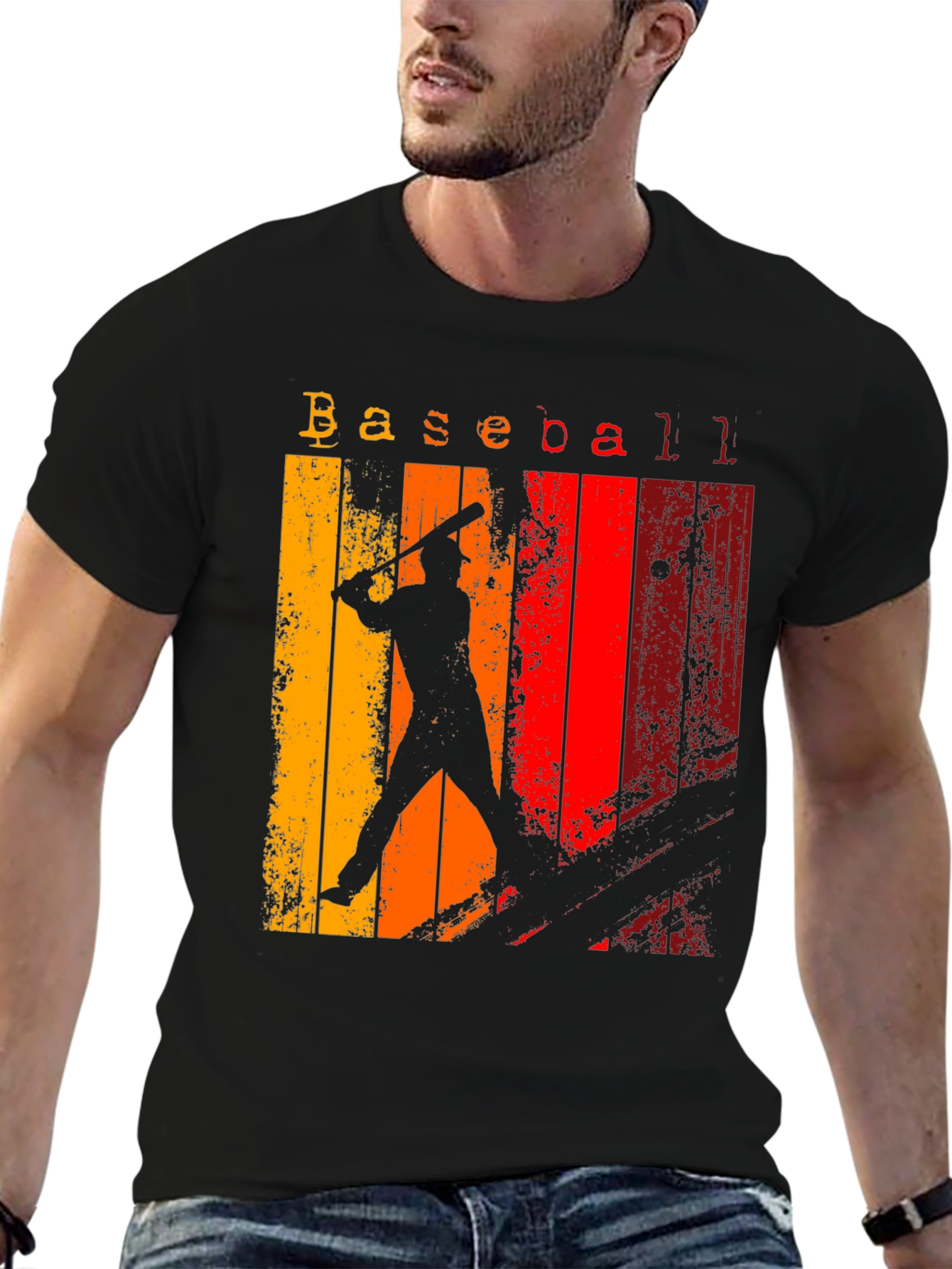 Black Retro Baseball Graphic Tee - Vintage Style Shirt view 6