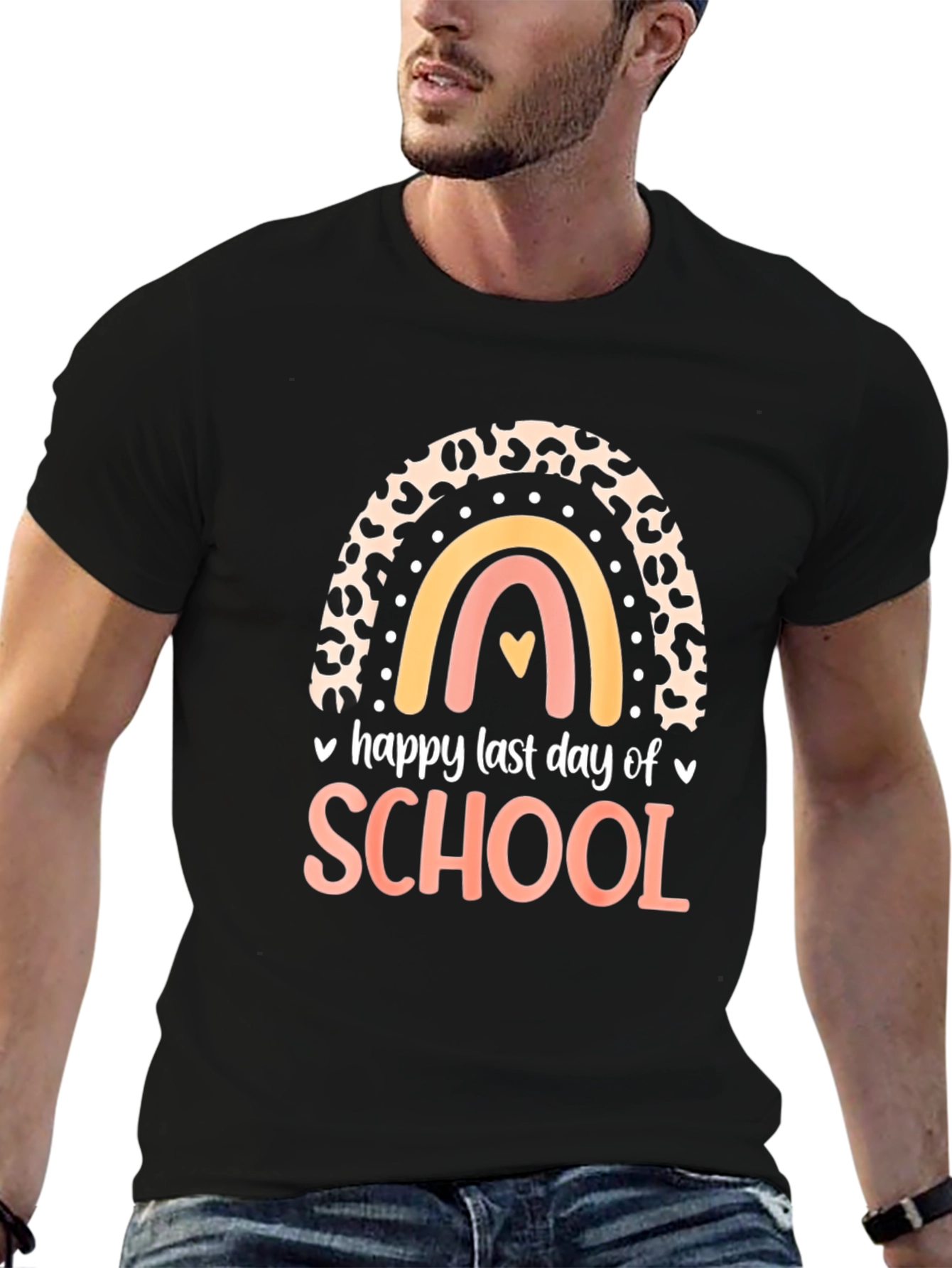 Black Happy Last Day of School Rainbow T-Shirt view 6