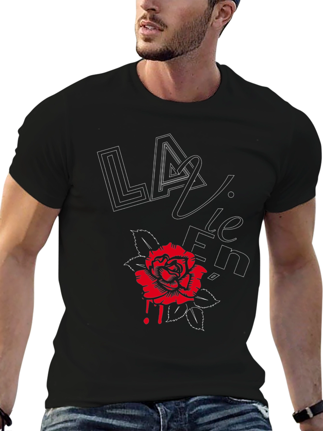 Black La Vie En Rose Graphic Tee - Stylish Black T-Shirt view 6