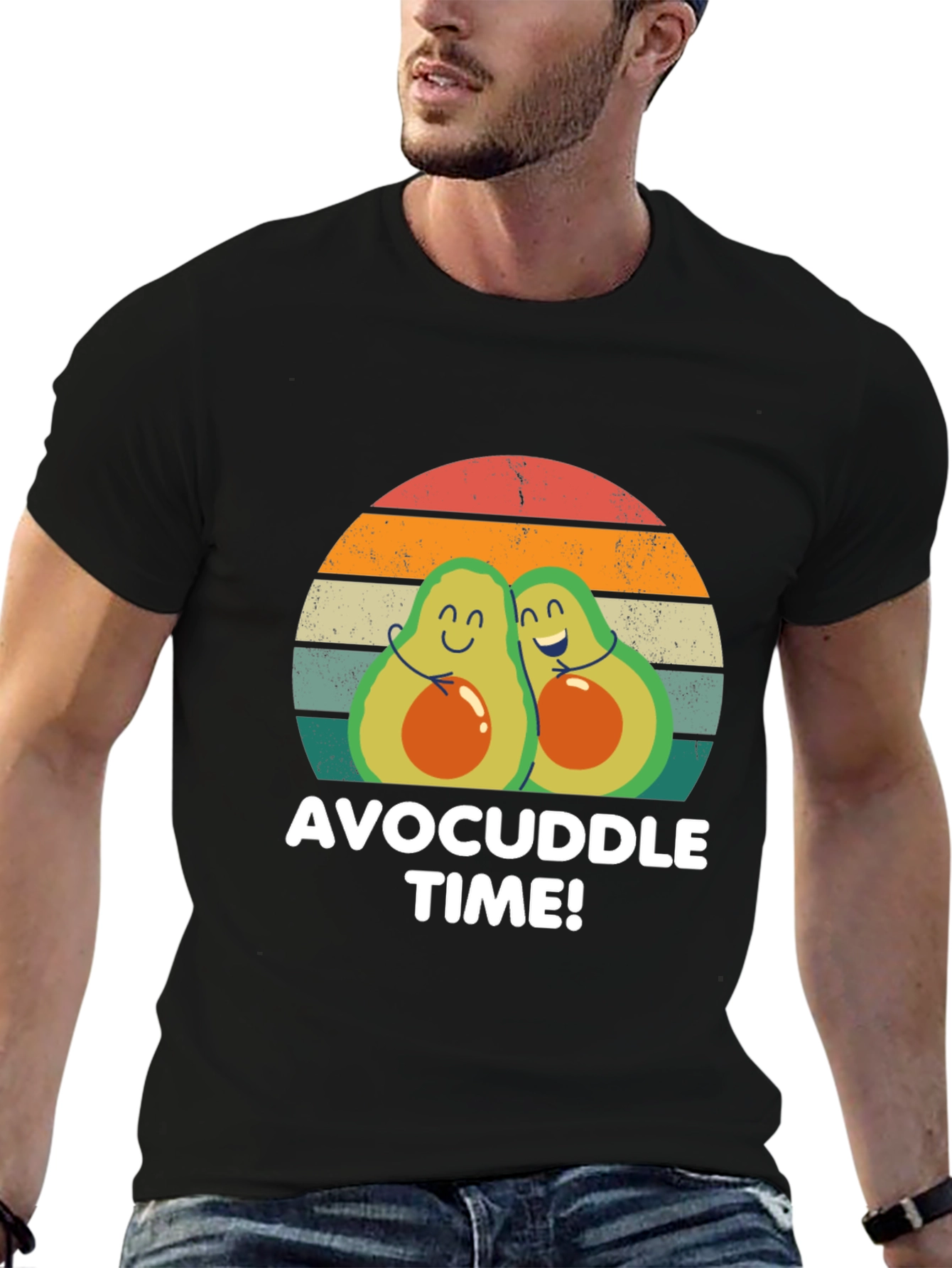 Black Avocuddle Time T-Shirt - Cute Avocado Graphic Tee view 6