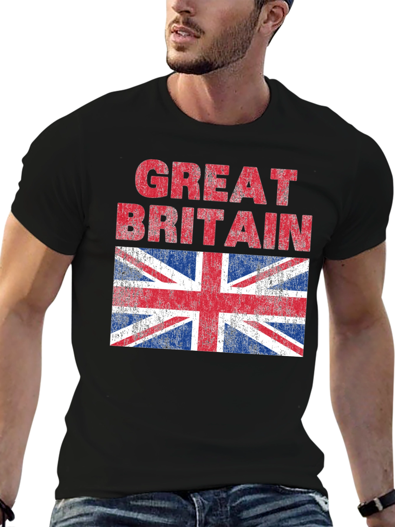 Black Great Britain Flag Graphic T-Shirt view 6