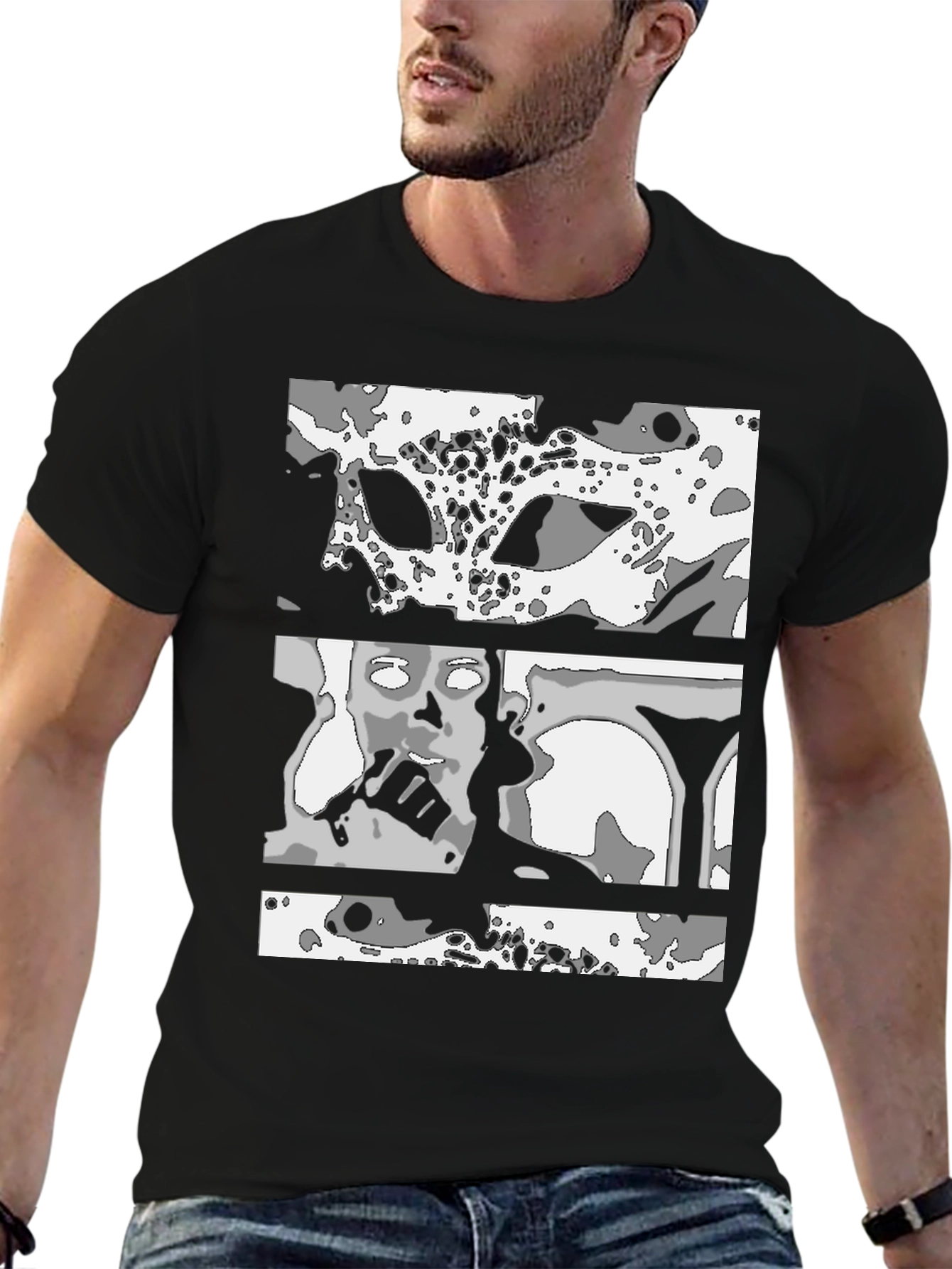 Black Abstract Graphic Print Black T-Shirt view 6