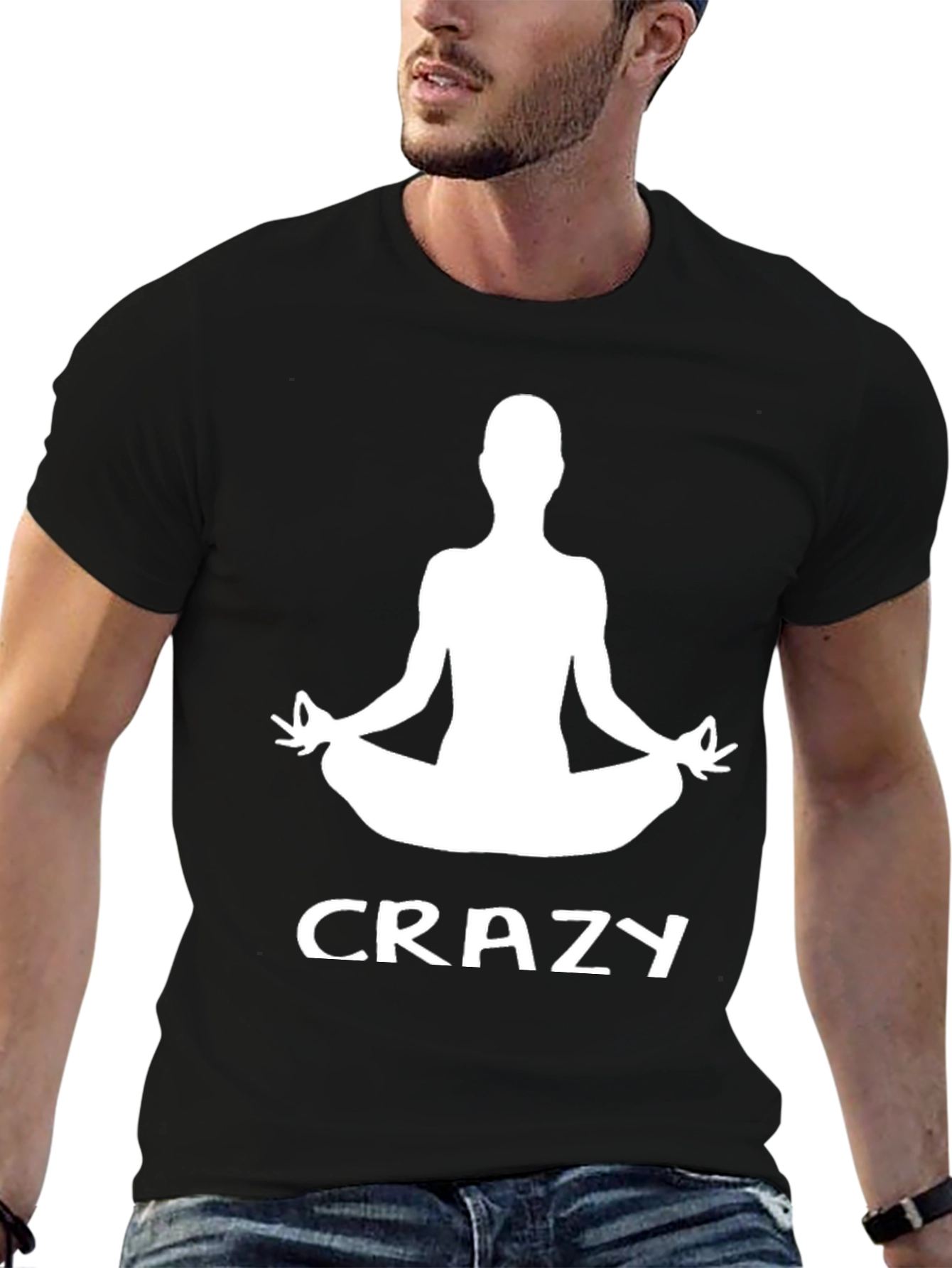 Black Crazy Yogi Black T-Shirt view 6