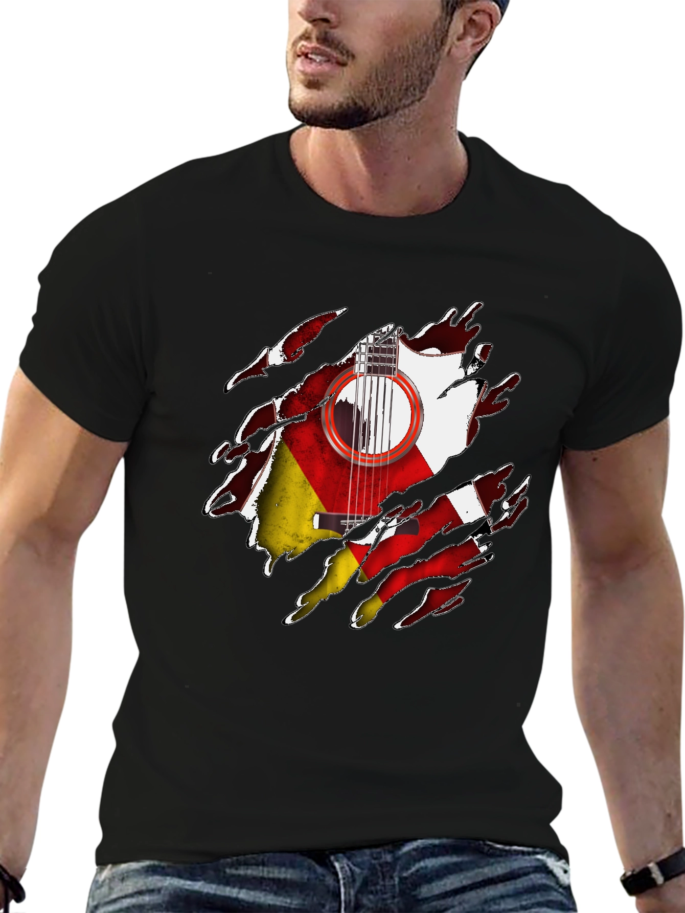 German Flag Guitar Ripped T-Shirt - 6