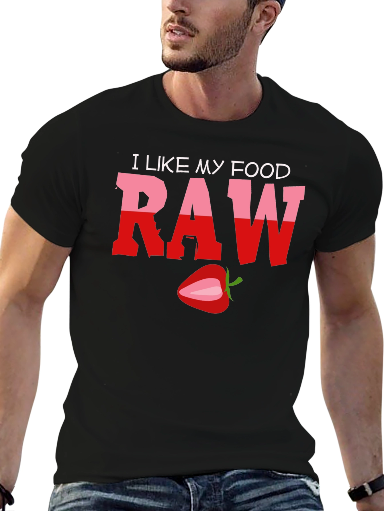 Black I Like My Food Raw T-Shirt view 6