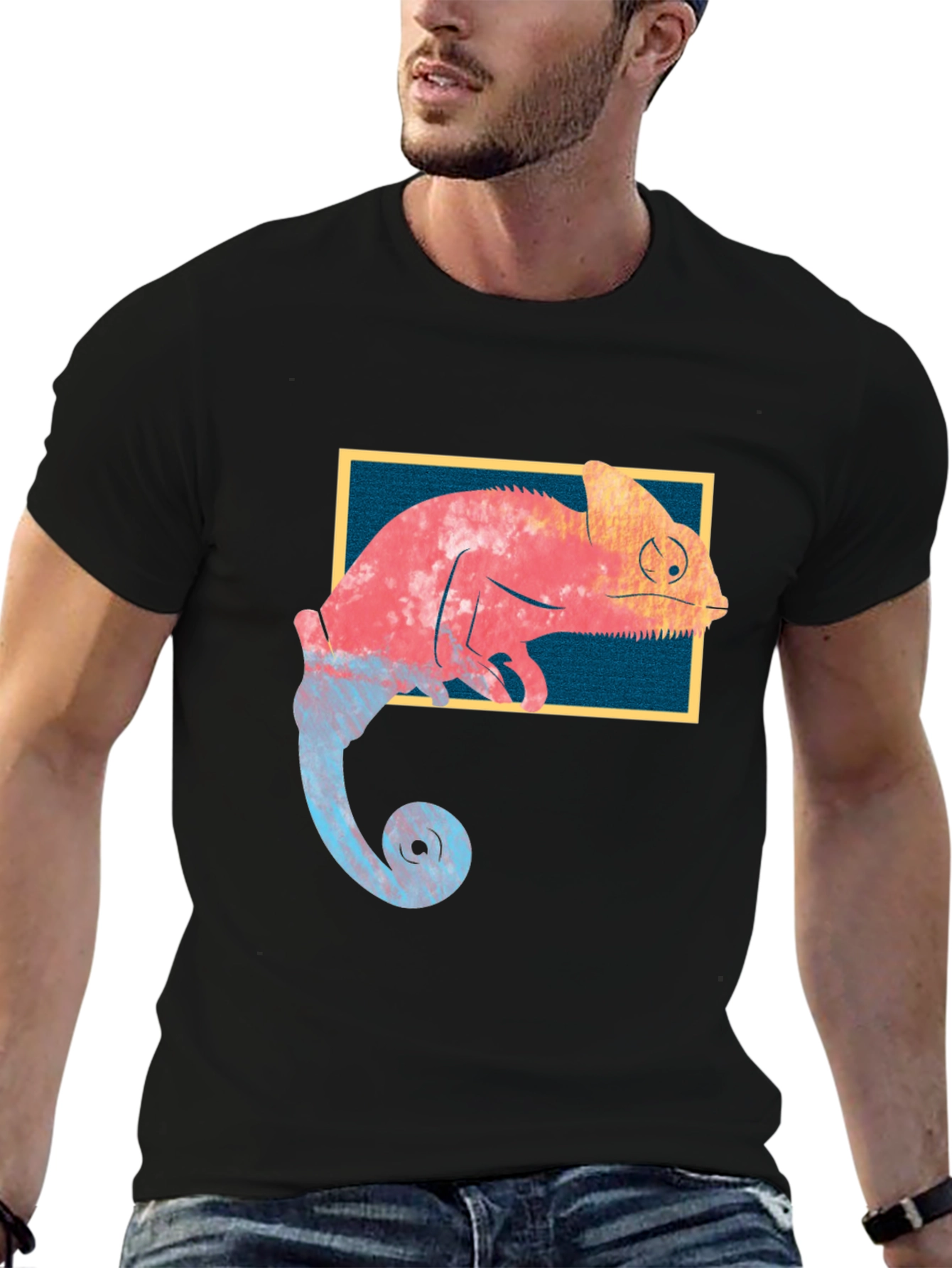 Black Chameleon Graphic T-Shirt - Unique Design view 6