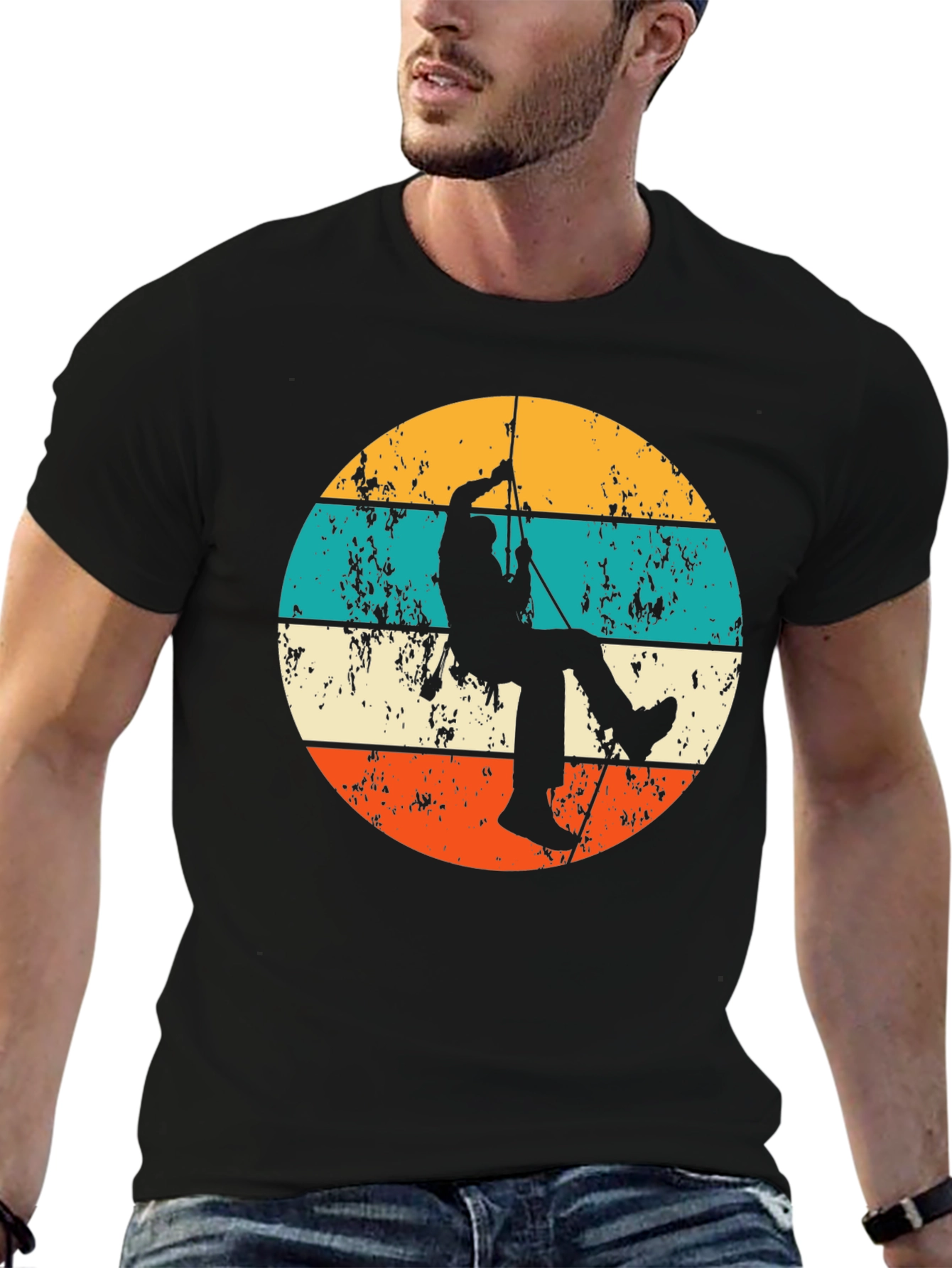 Black Retro Rock Climbing T-Shirt - Adventure Apparel view 6