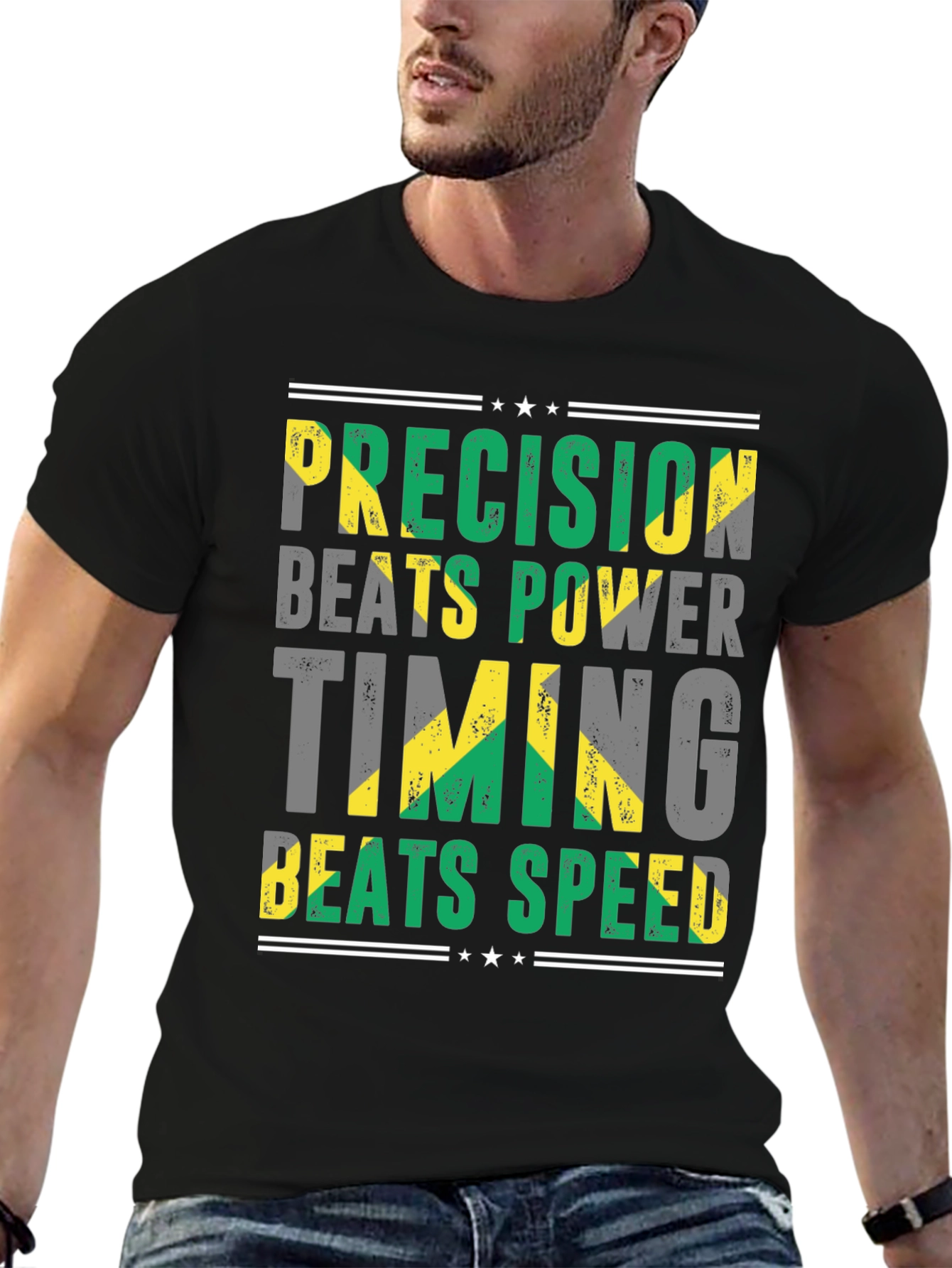 Black Precision Beats Power Jamaica T-Shirt view 6