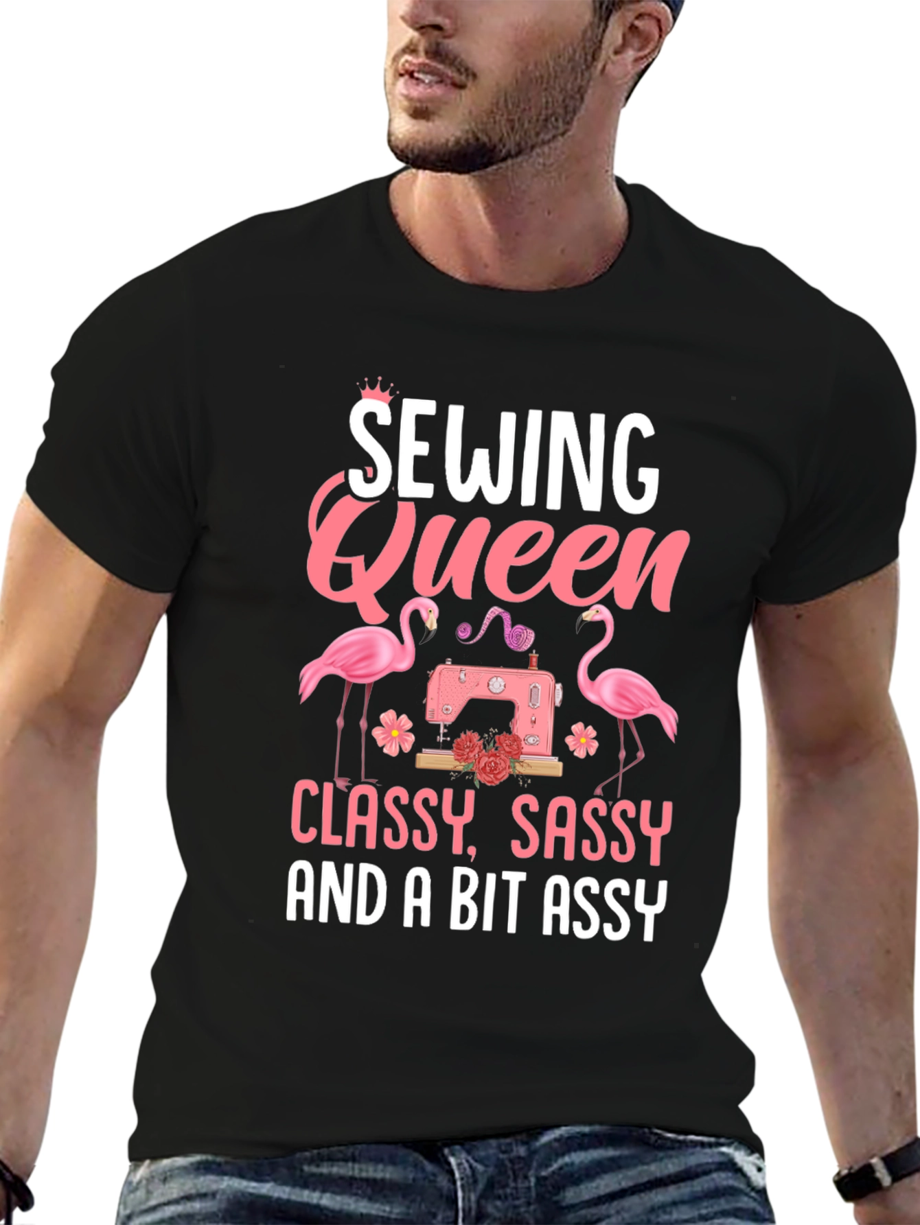 Black Sewing Queen Graphic Tee - Classy, Sassy, & a Bit Assy view 6