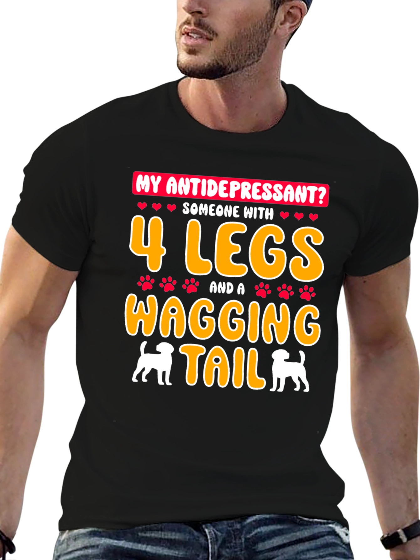 Black My Antidepressant Dog Lover T-Shirt view 6