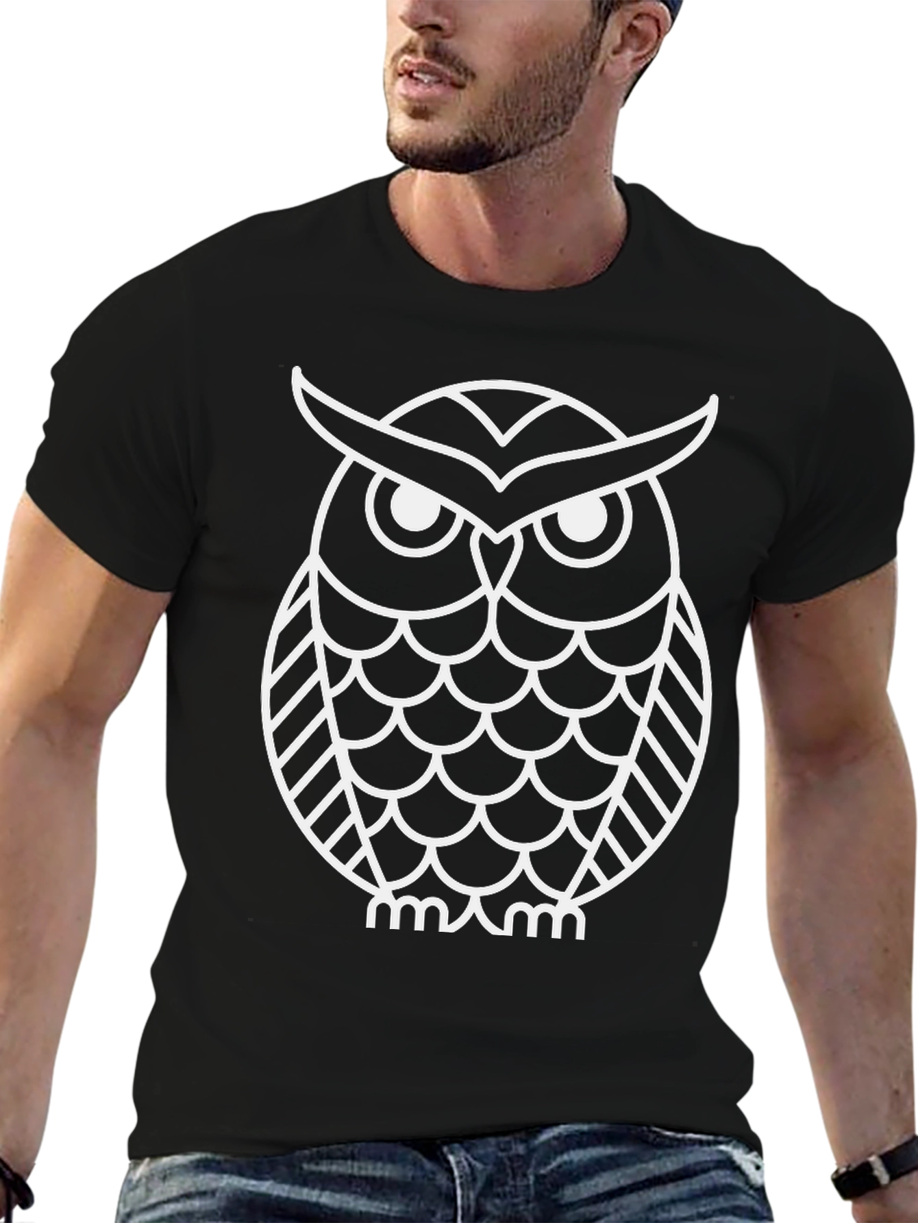 Black Black Owl Graphic Tee - Modern Style view 6