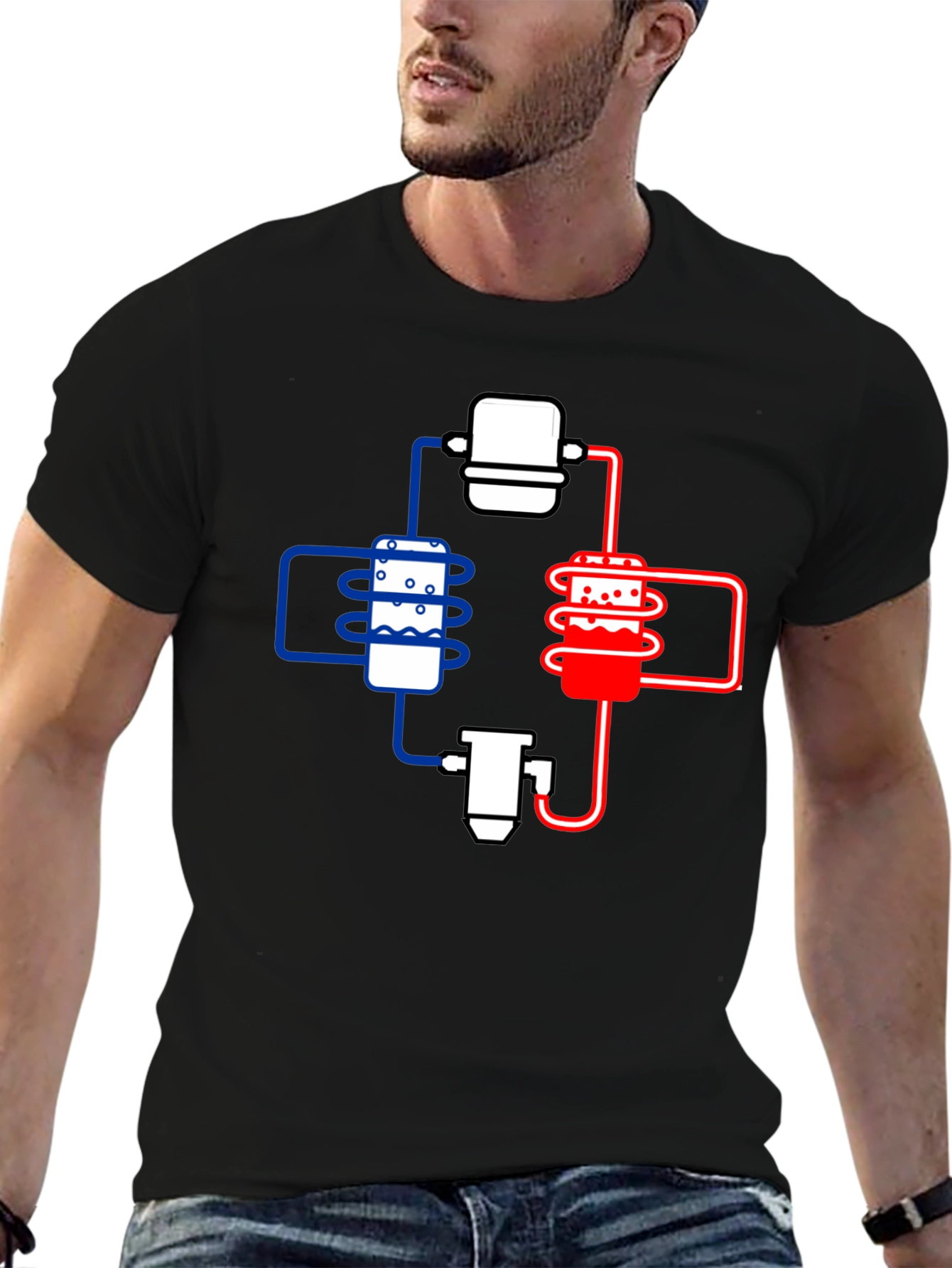 Black Cooling System Diagram Black T-Shirt view 6