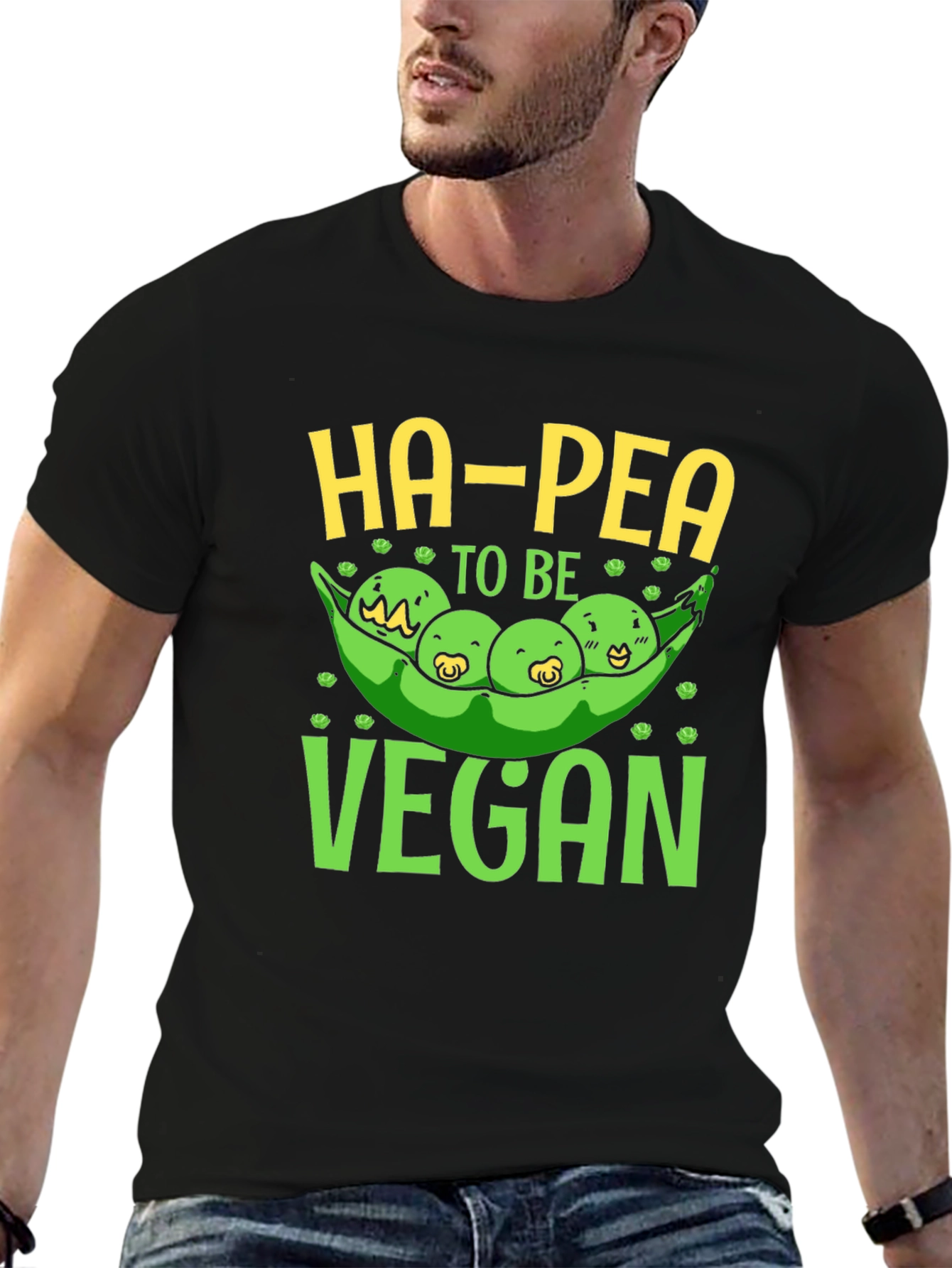 Black Ha-Pea To Be Vegan Graphic T-Shirt view 6