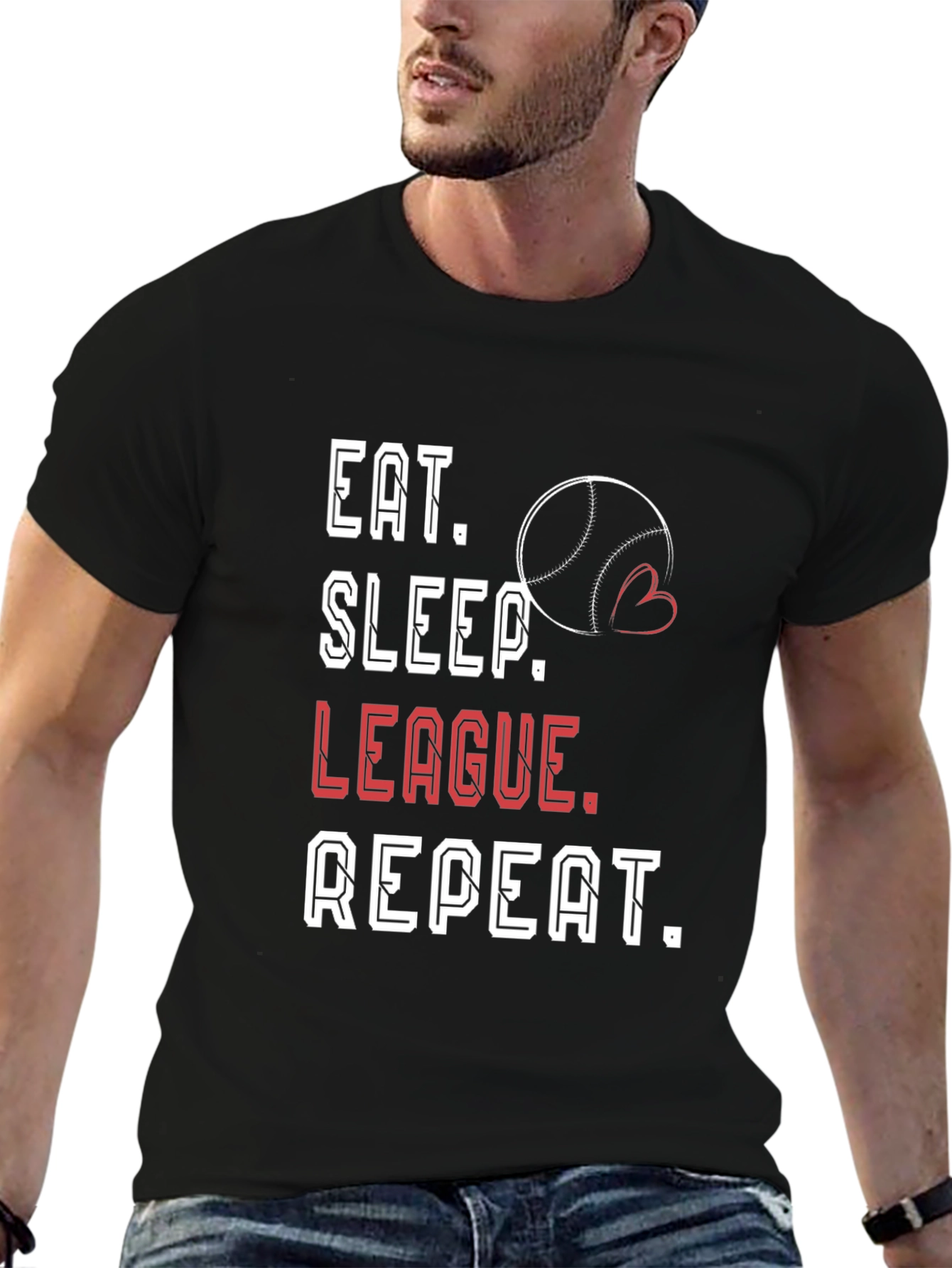 Black Eat Sleep League Repeat T-Shirt view 6