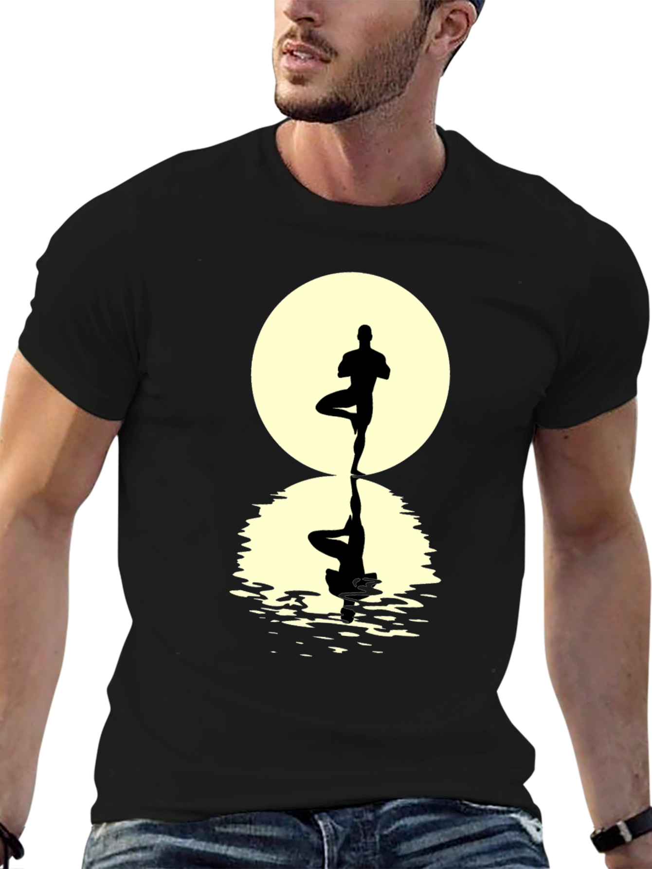 Black Yoga Pose Silhouette Graphic Tee view 6