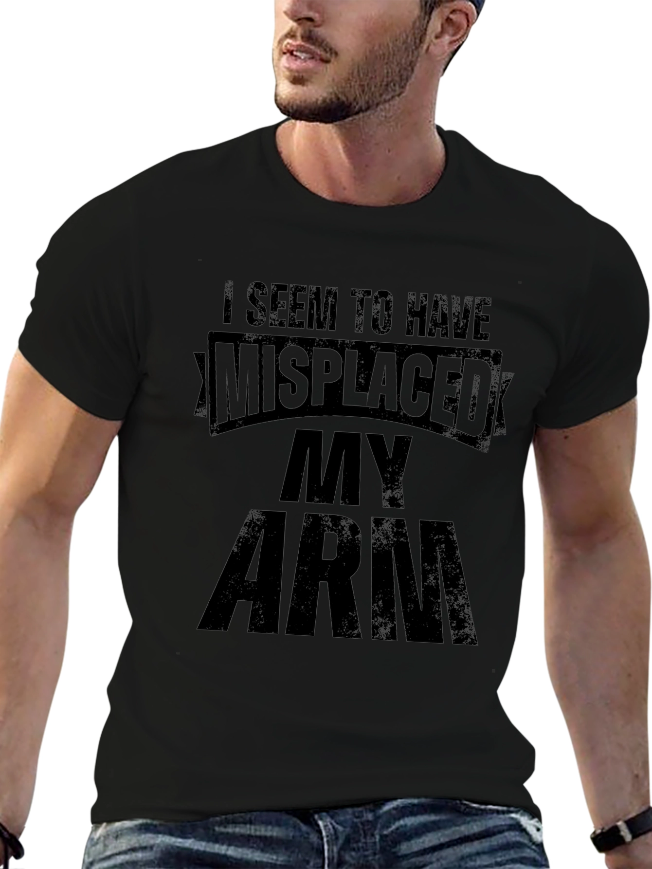 Black Misplaced Arm Novelty T-Shirt view 6