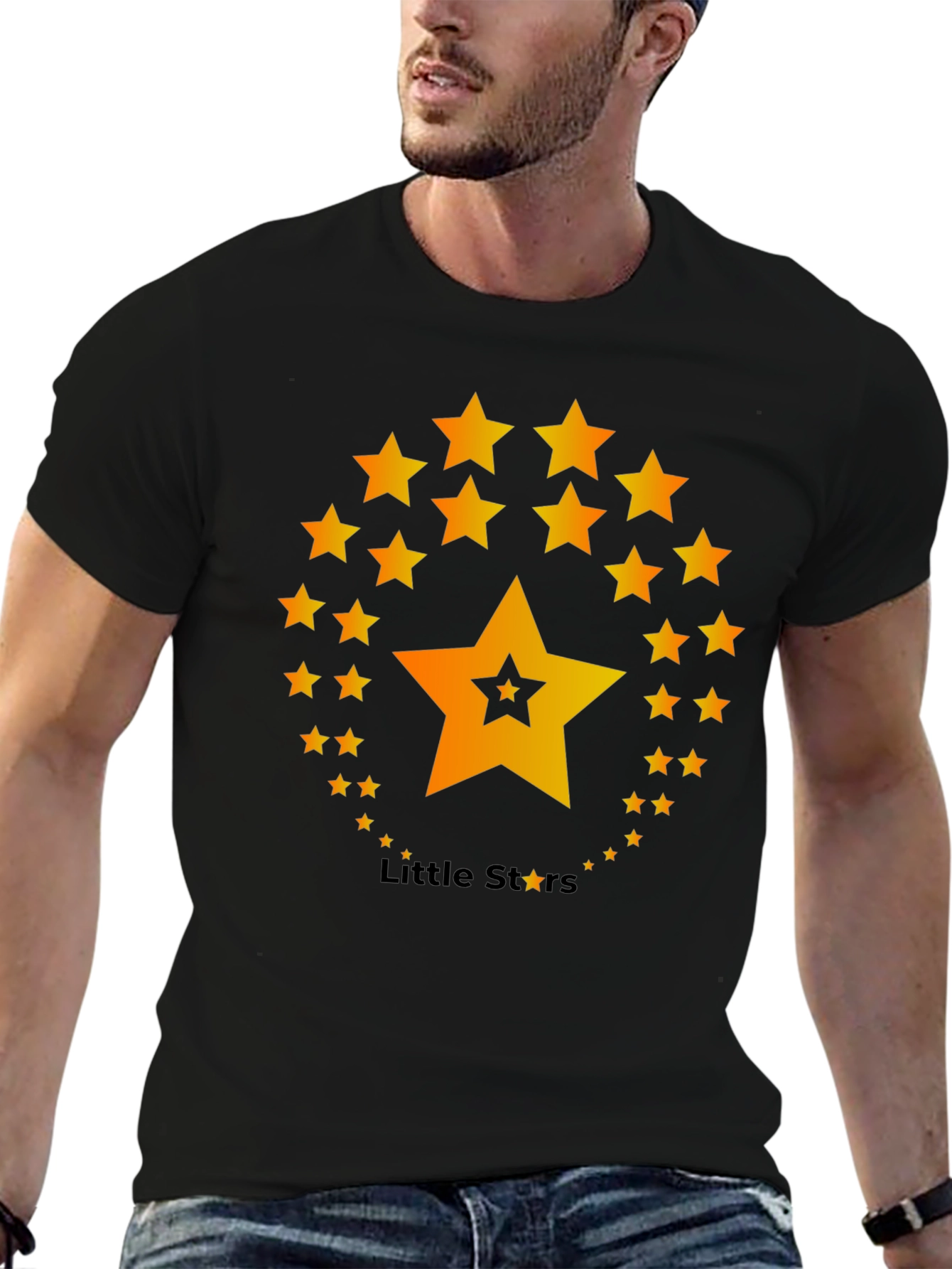 Black Little Stars T-Shirt - Black Cotton Blend view 6