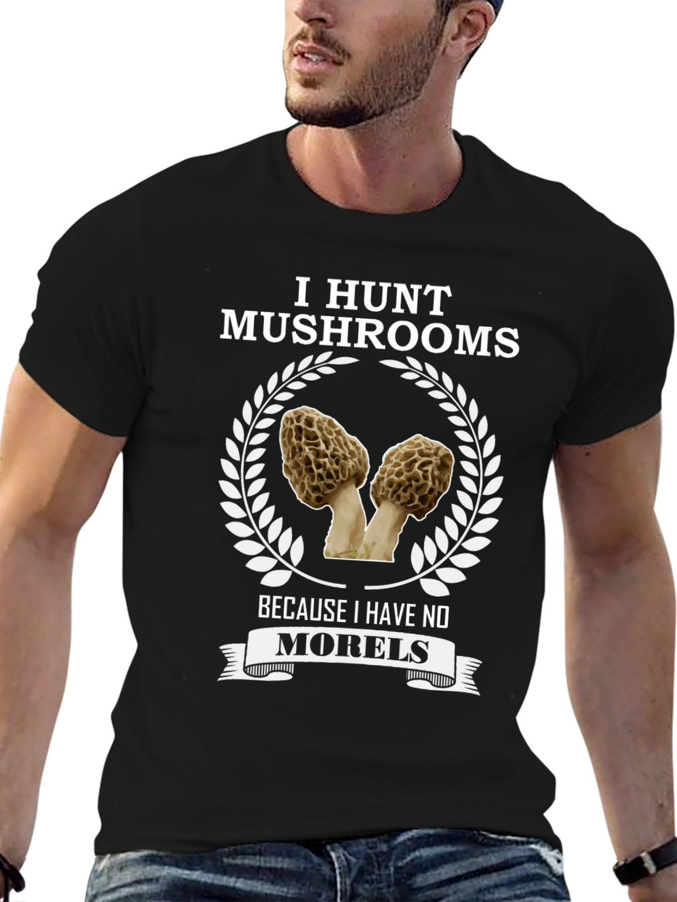 Black I Hunt Mushrooms T-Shirt - Morel Lover Tee view 6