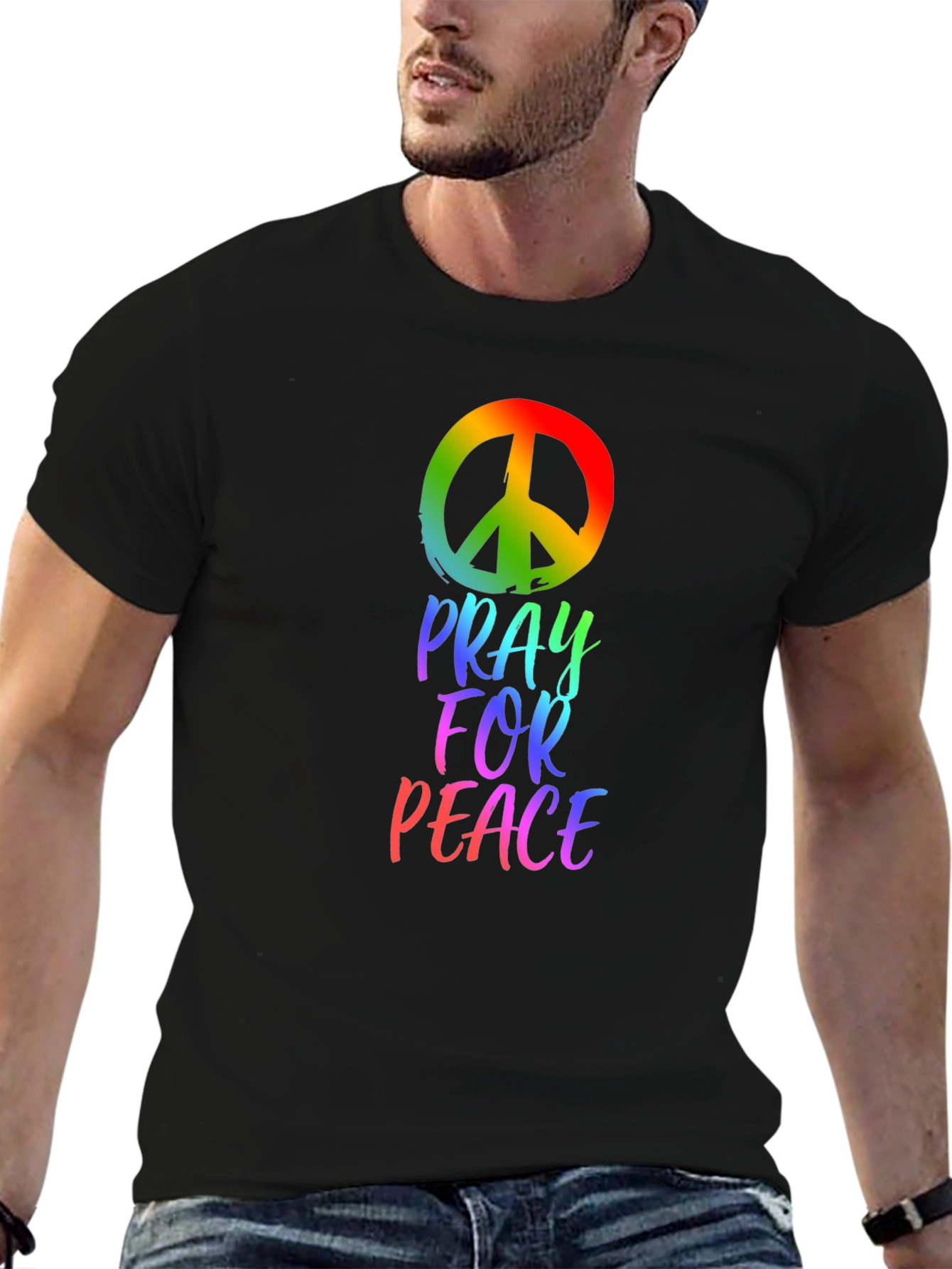 Black Pray for Peace Graphic T-Shirt view 6