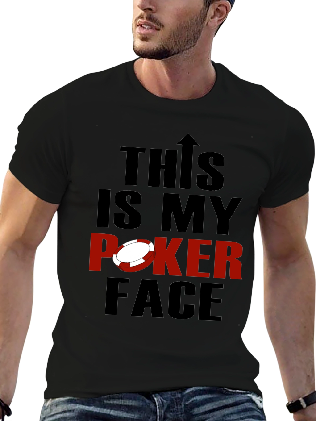 Black This is My Poker Face Graphic Tee - Black view 6