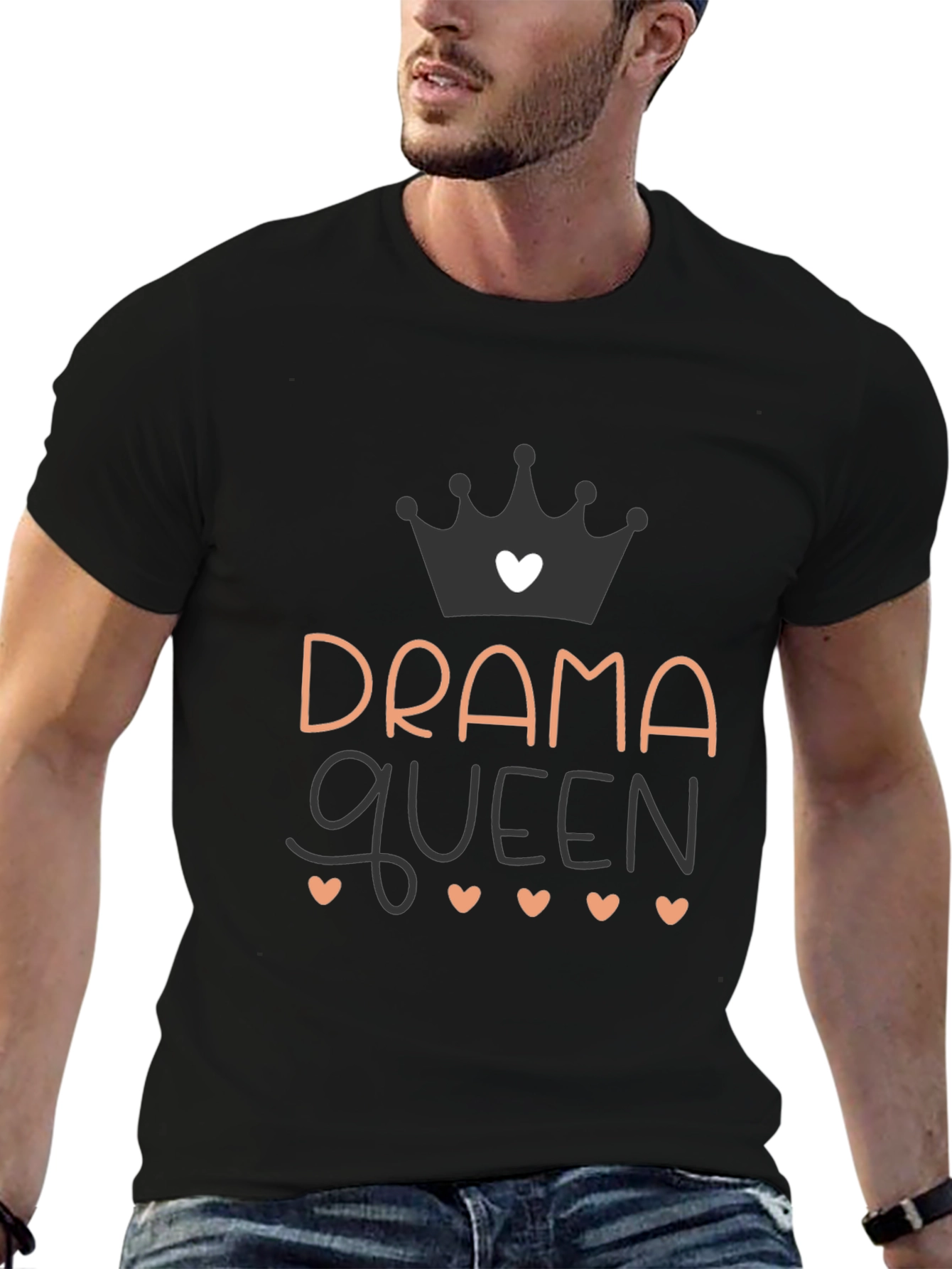 Black Drama Queen Graphic Tee - Soft Cotton Blend view 6