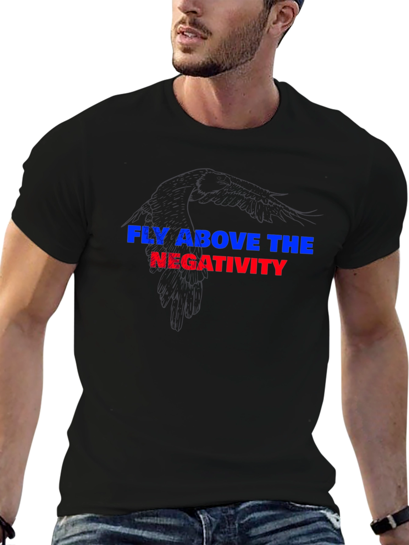 Black Fly Above Negativity Black Graphic Tee view 6