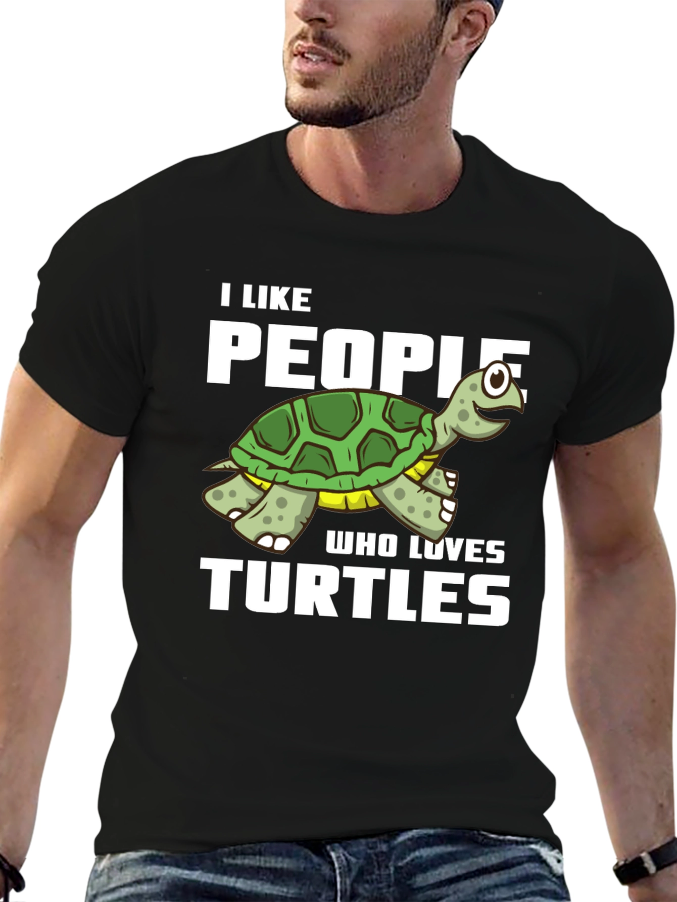Black I Like People Who Loves Turtles Black T-Shirt view 6