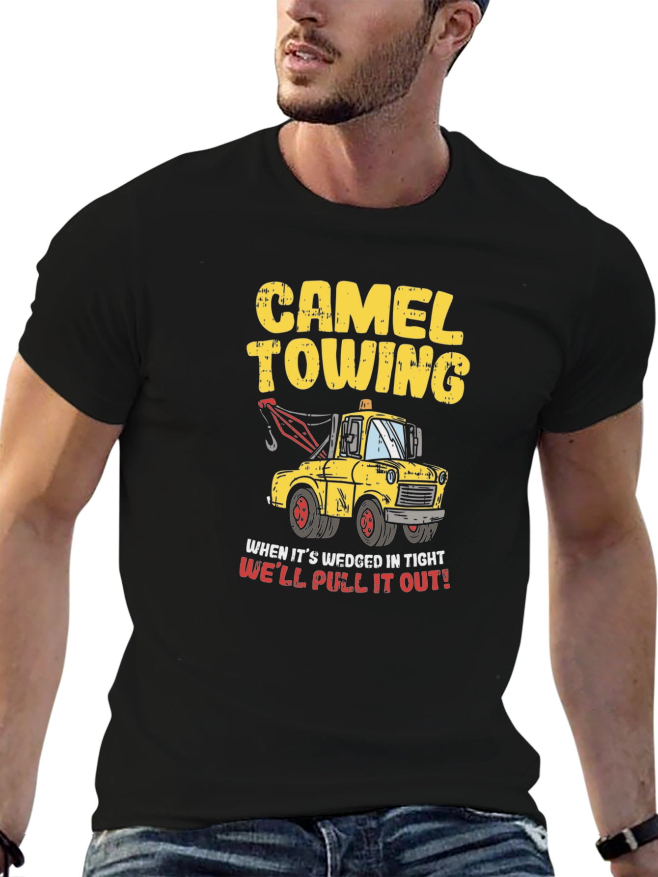 Black Camel Towing Humor T-Shirt - We'll Pull It Out! view 6