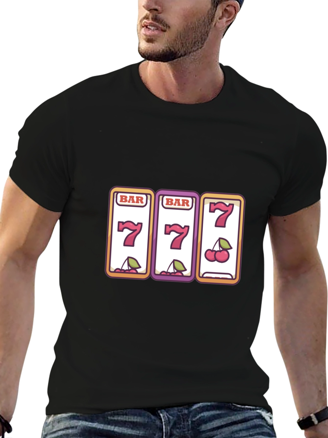 Black Lucky 7s Slot Machine Graphic Tee - Black view 6